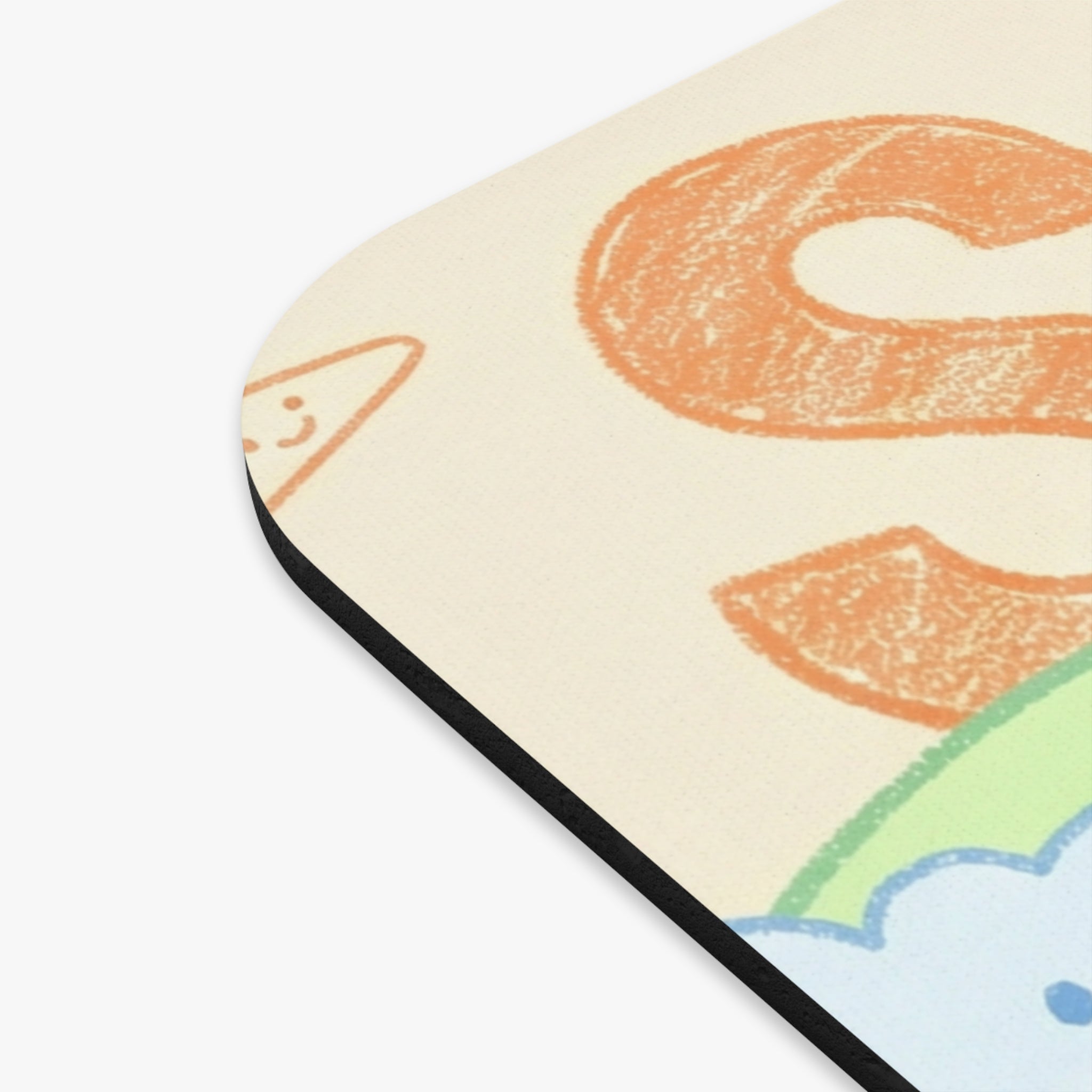 Cute Pastel 'SZ' Smiling Clouds Rectangle Mouse Pad — Kawaii Nap Vibe Desk Mat