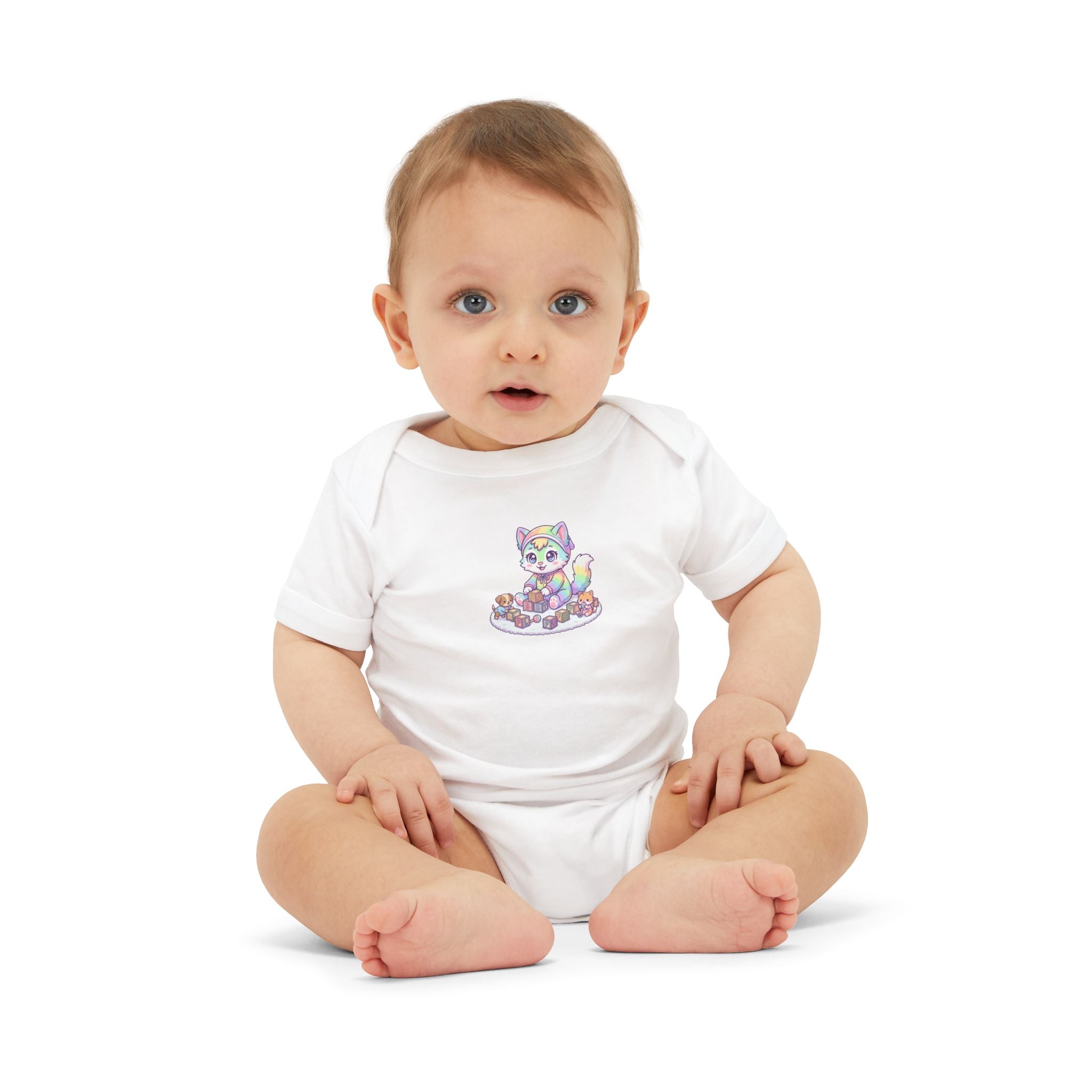 Baby One-Piece with Colorful Kitten Graphic – Infant Bodysuit