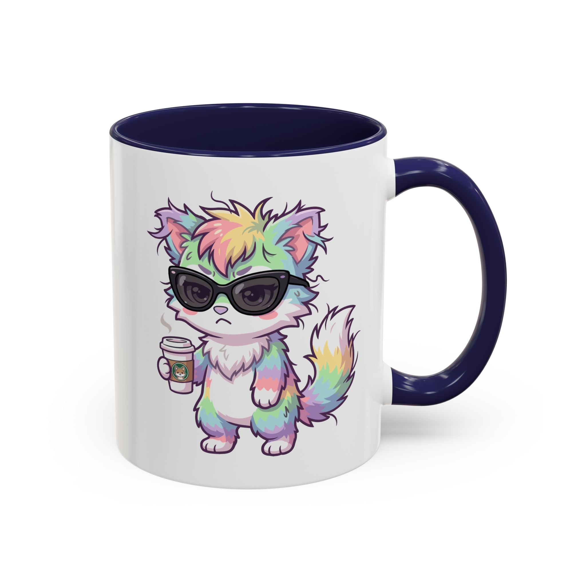 Cute Grumpy Rainbow Furry Coffee Mug — Cup Accent Mug