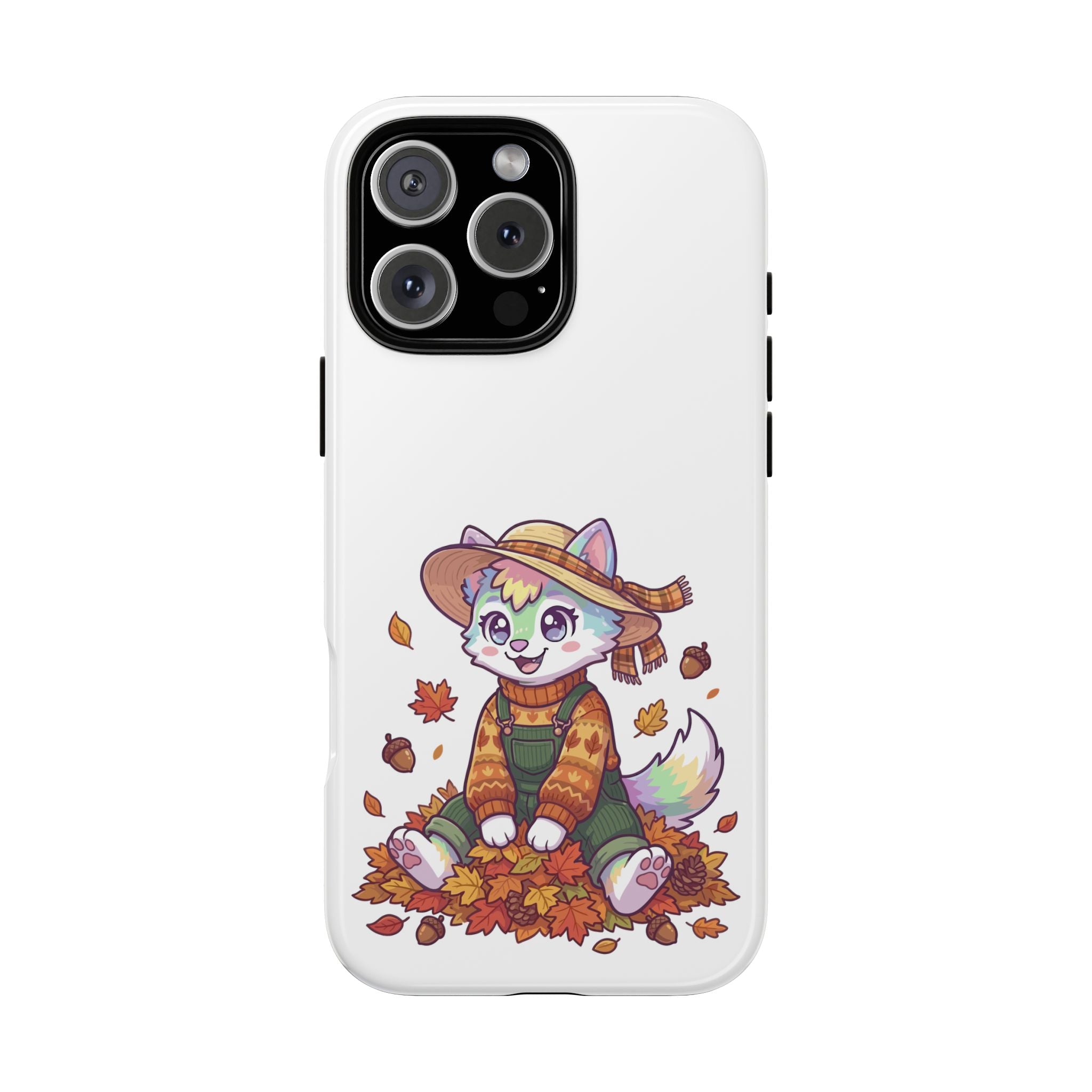 Autumn Fox Phone Case | Cute Fall Leaves Cat in Straw Hat iPhone | Samsung | Pixel Case