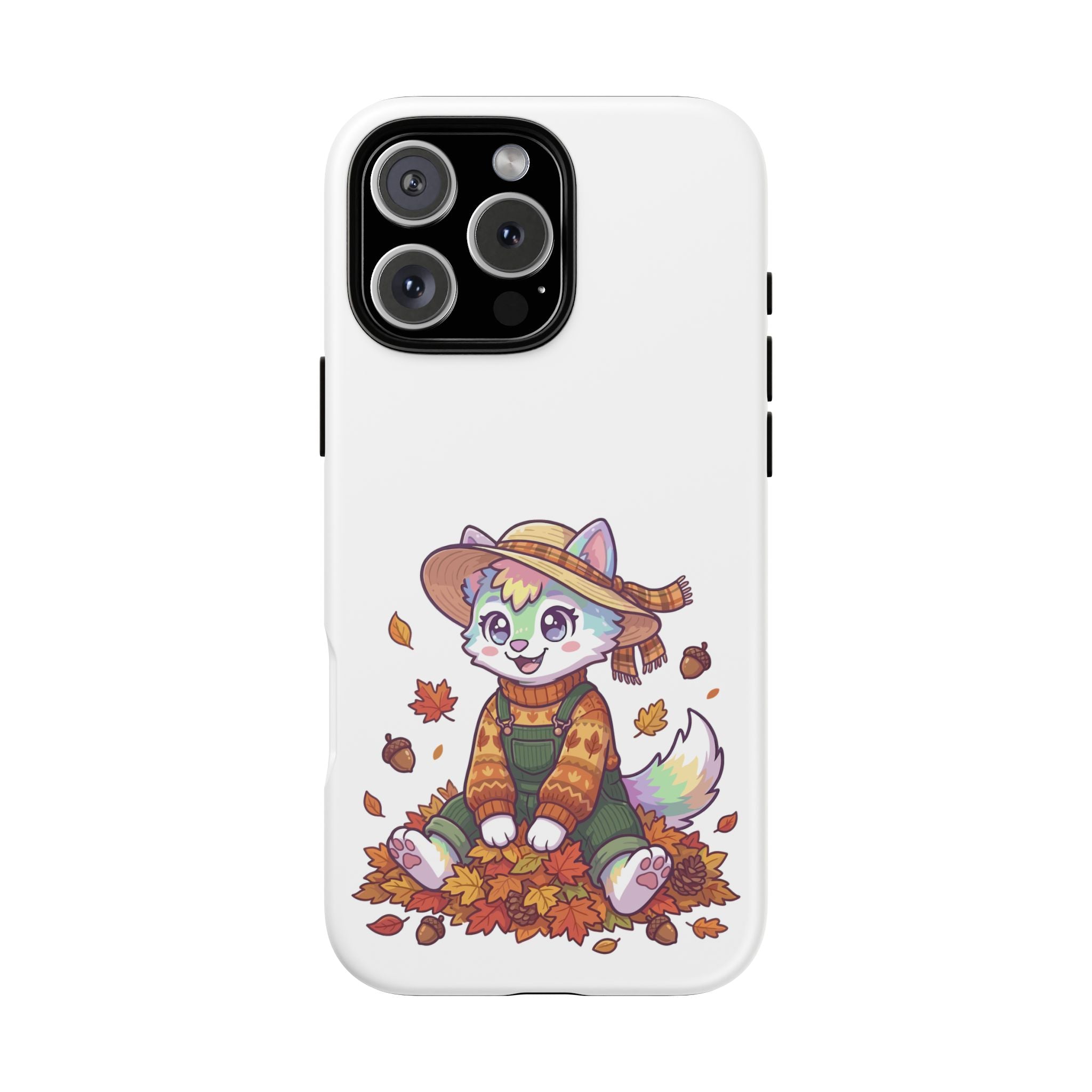 Autumn Fox Phone Case | Cute Fall Leaves Cat in Straw Hat iPhone | Samsung | Pixel Case