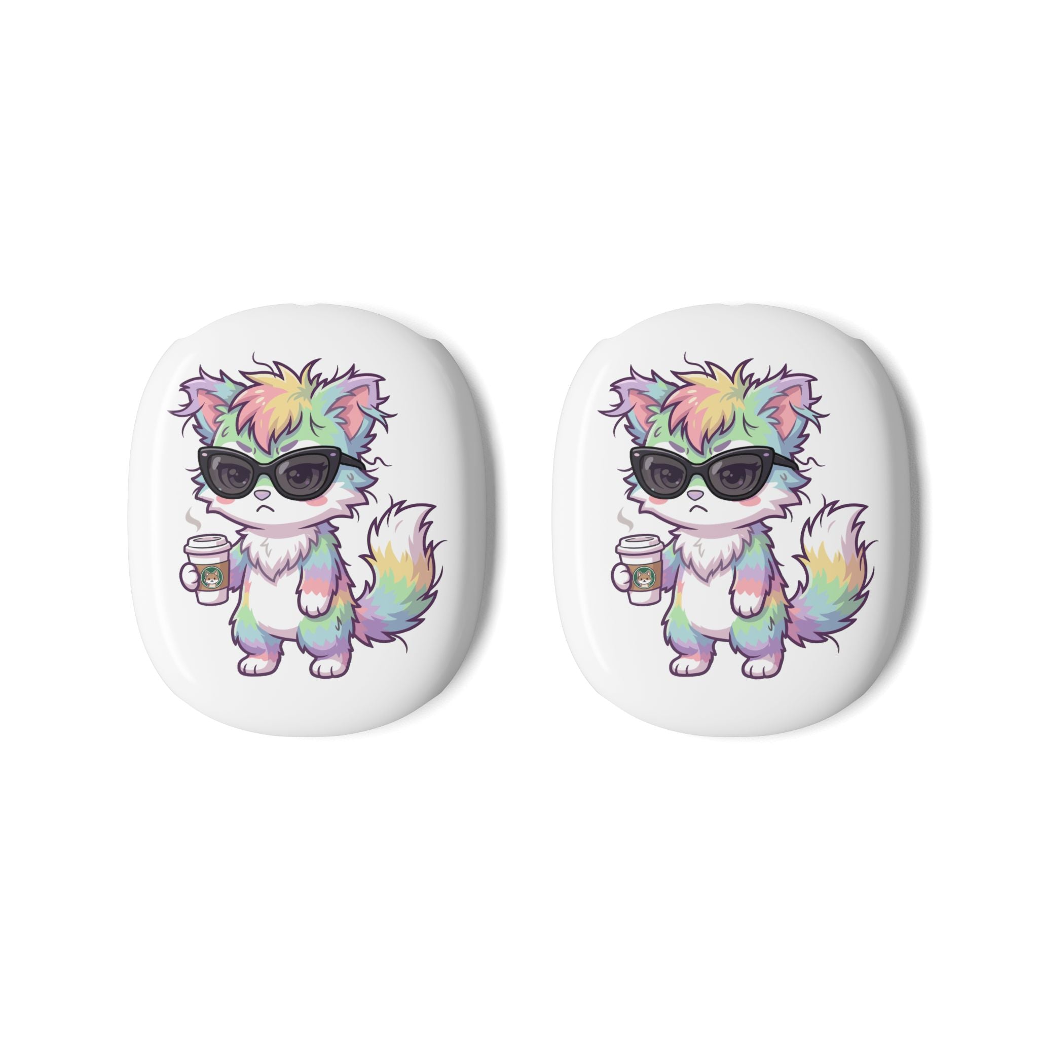 AirPods Max Case | Grumpy Rainbow Furry with Sunglasses & Coffee