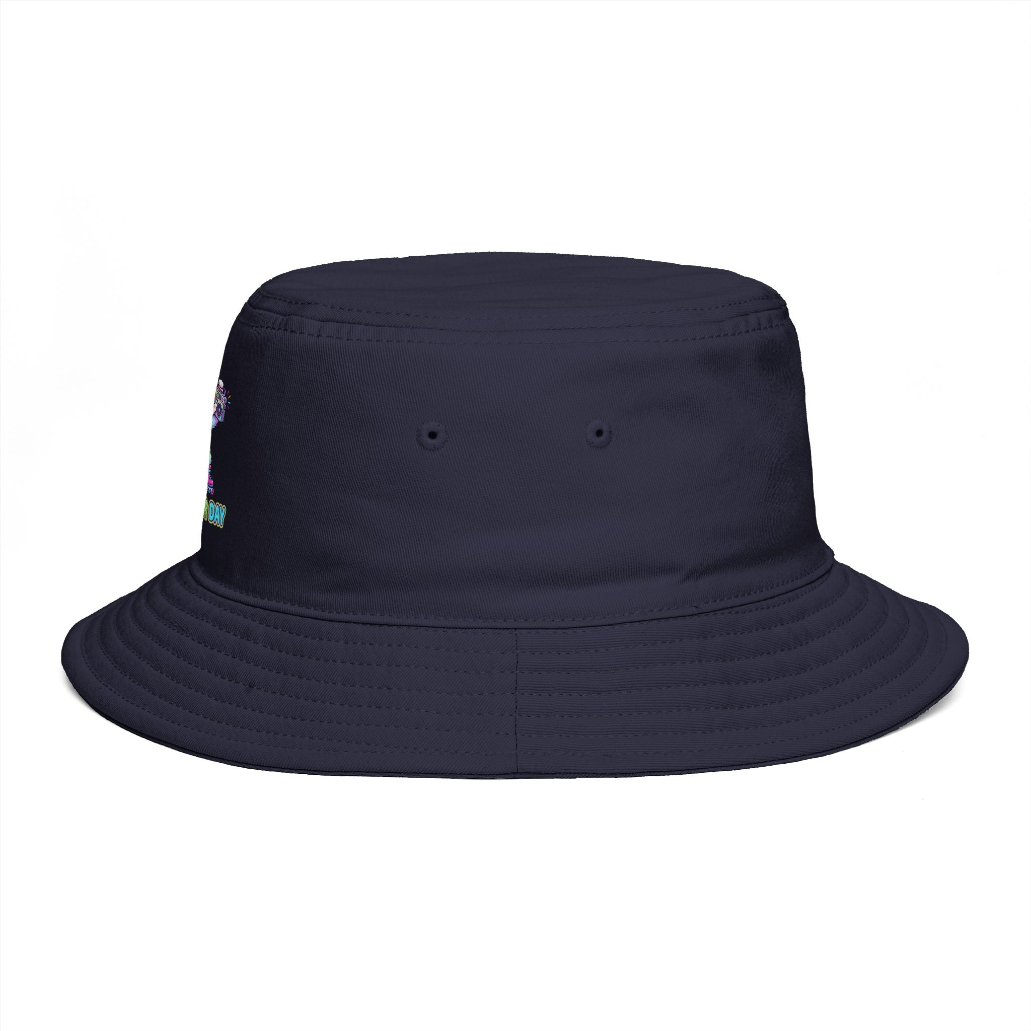 Cute Neon Furry Fox Bucket Hat — "Bad Fur Day" Embroidered Cute Animal Sun Hat