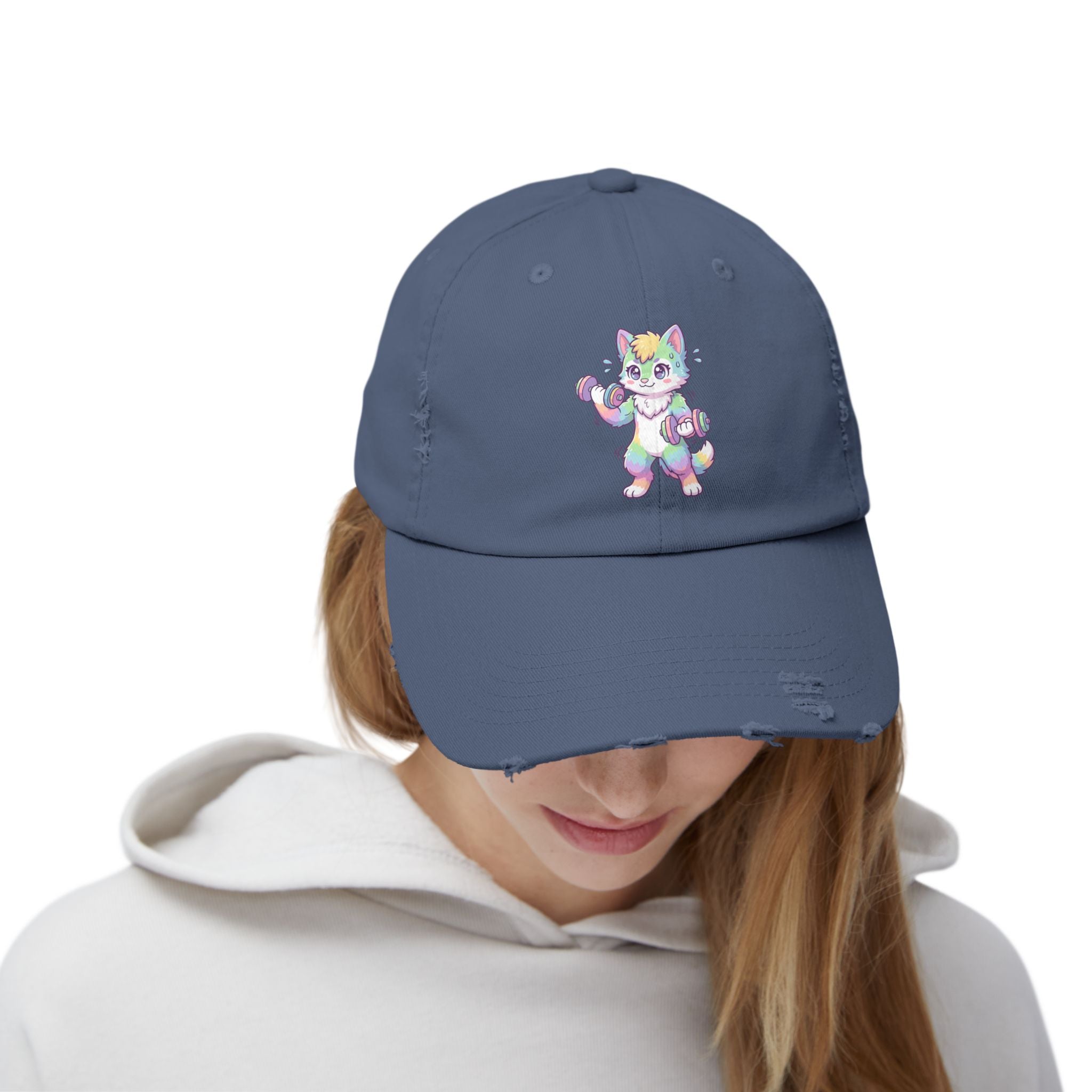 Weightlifting Kawaii Pastel Husky Distressed Cap