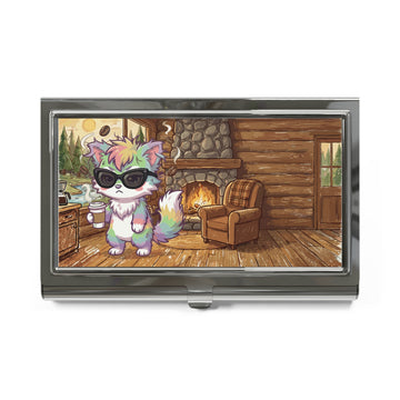 Cute Rainbow Cat Coffee Shop Business Card Holder