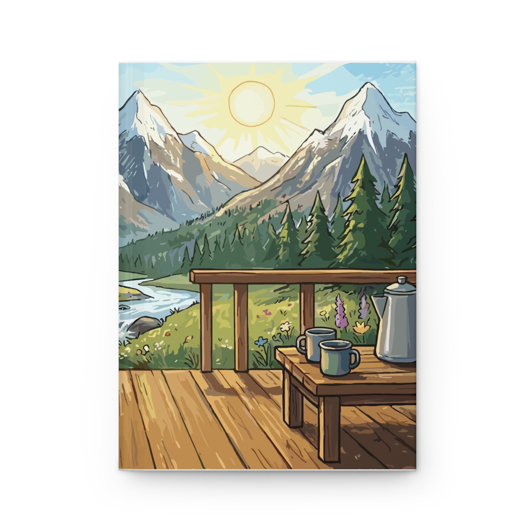 Hardcover Journal — Rainbow Fox Coffee Cabin Notebook