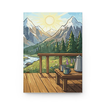 Hardcover Journal — Rainbow Fox Coffee Cabin Notebook