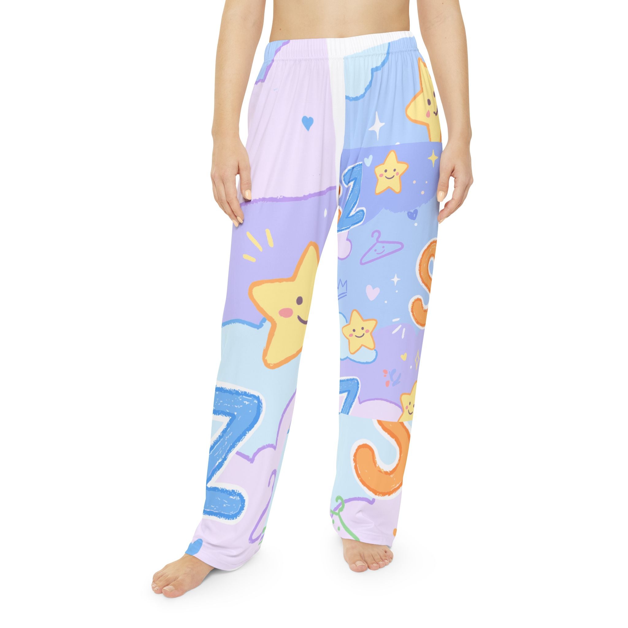 Kawaii Star Letter Women's Pajama Pants — Cute Pastel Cloud Sleepwear