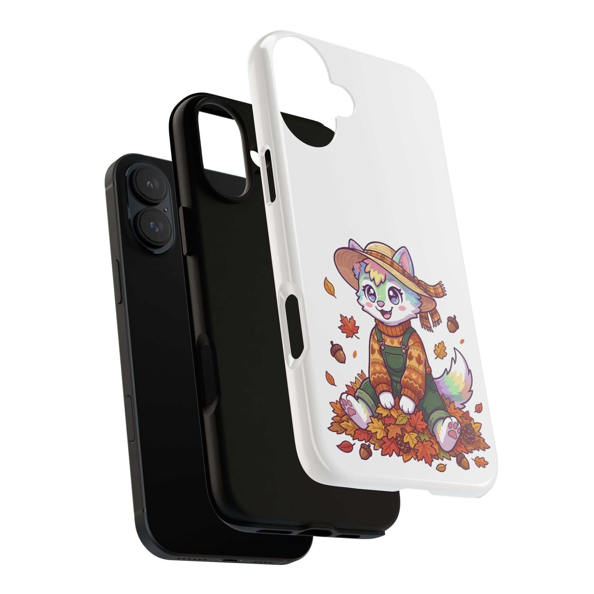 Autumn Fox Phone Case | Cute Fall Leaves Cat in Straw Hat iPhone | Samsung | Pixel Case