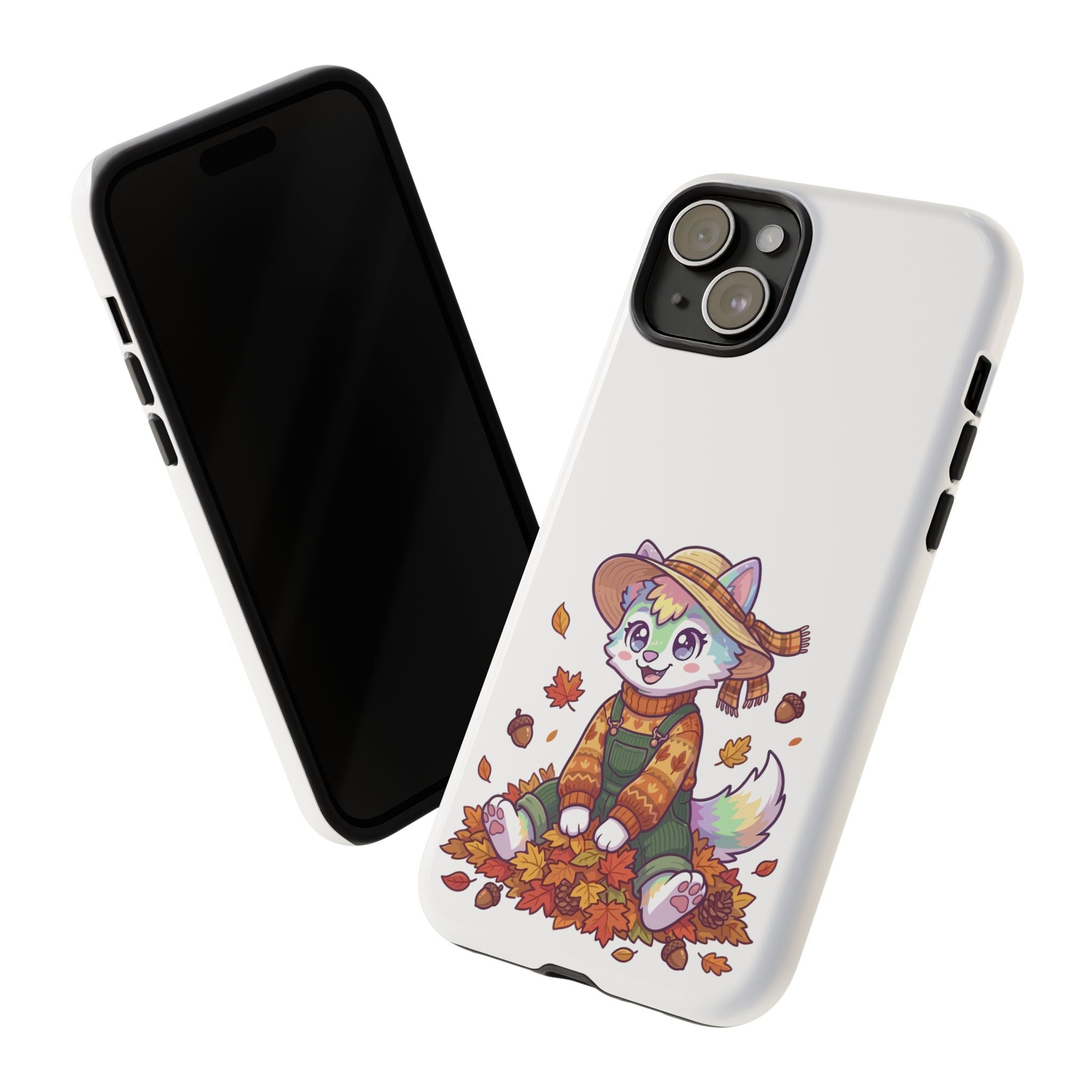 Autumn Fox Phone Case | Cute Fall Leaves Cat in Straw Hat iPhone | Samsung | Pixel Case
