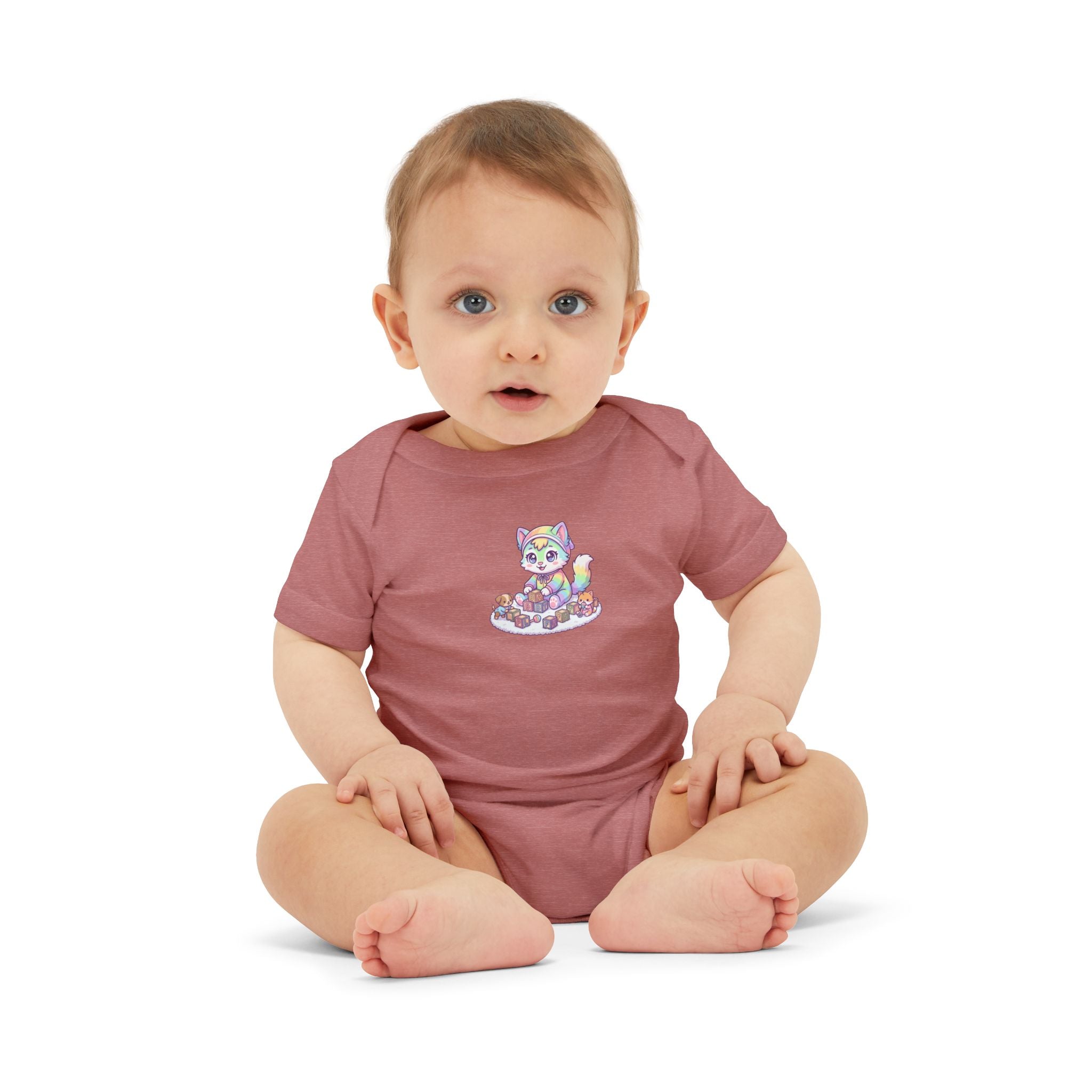 Baby One-Piece with Colorful Kitten Graphic – Infant Bodysuit