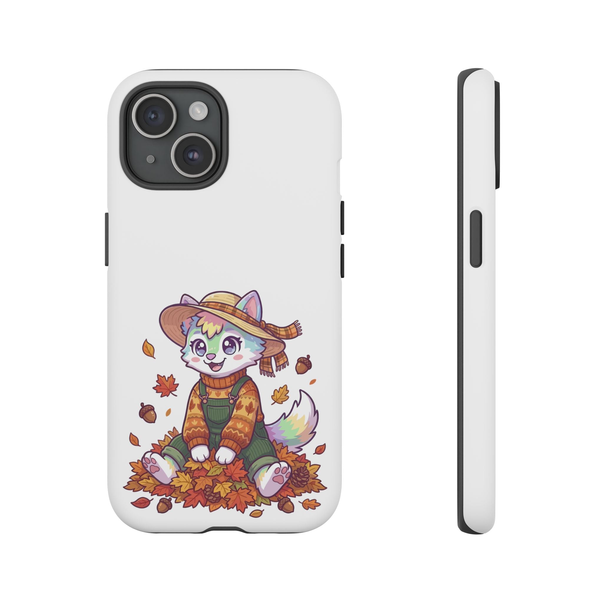 Autumn Fox Phone Case | Cute Fall Leaves Cat in Straw Hat iPhone | Samsung | Pixel Case
