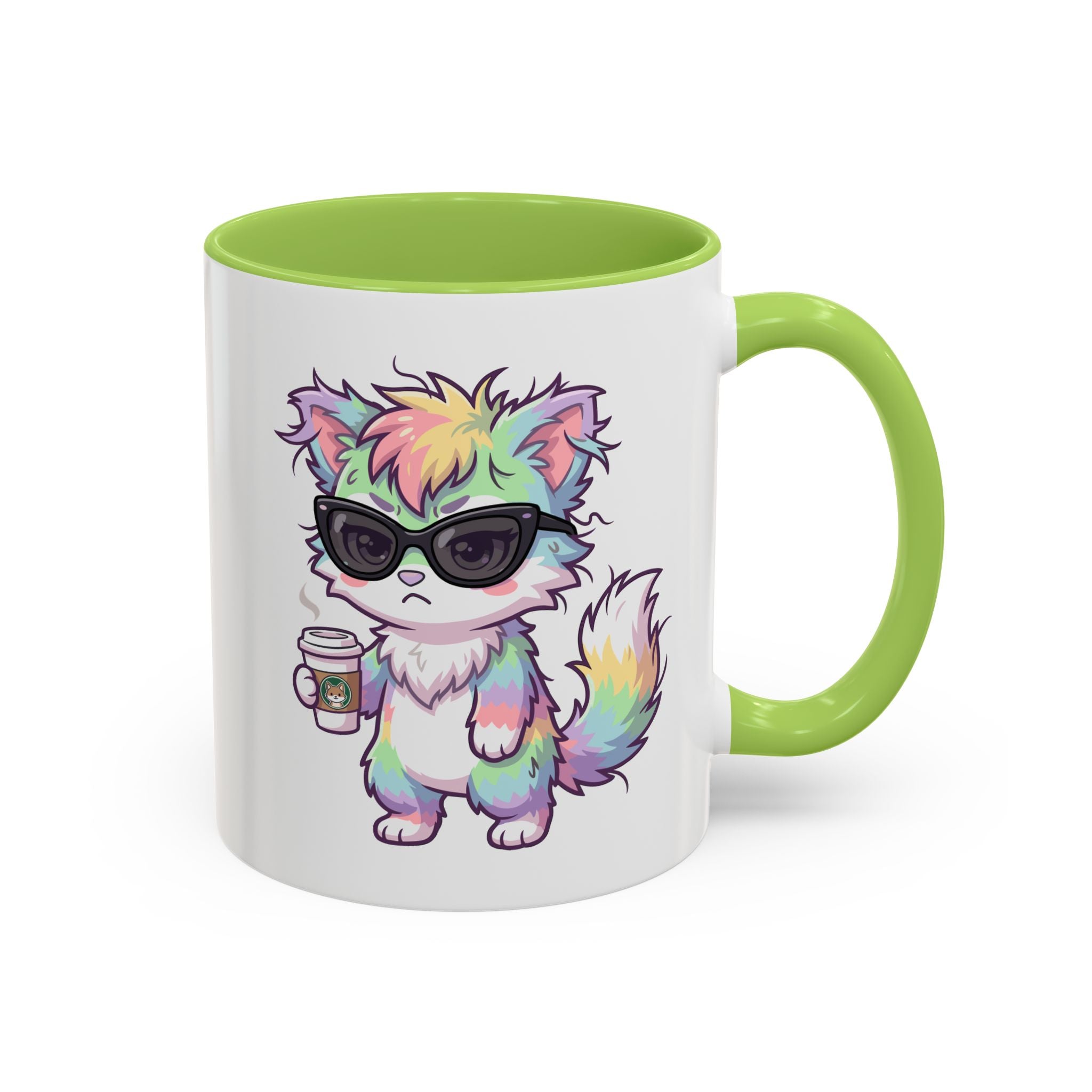 Cute Grumpy Rainbow Furry Coffee Mug — Cup Accent Mug