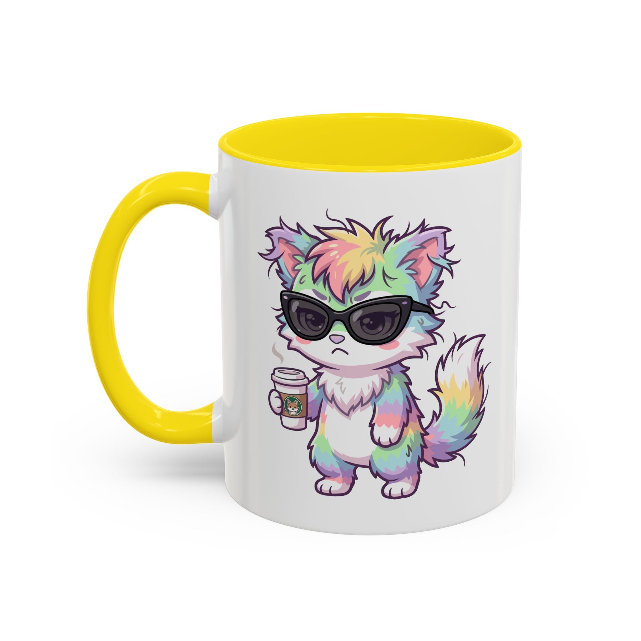 Cute Grumpy Rainbow Furry Coffee Mug — Cup Accent Mug