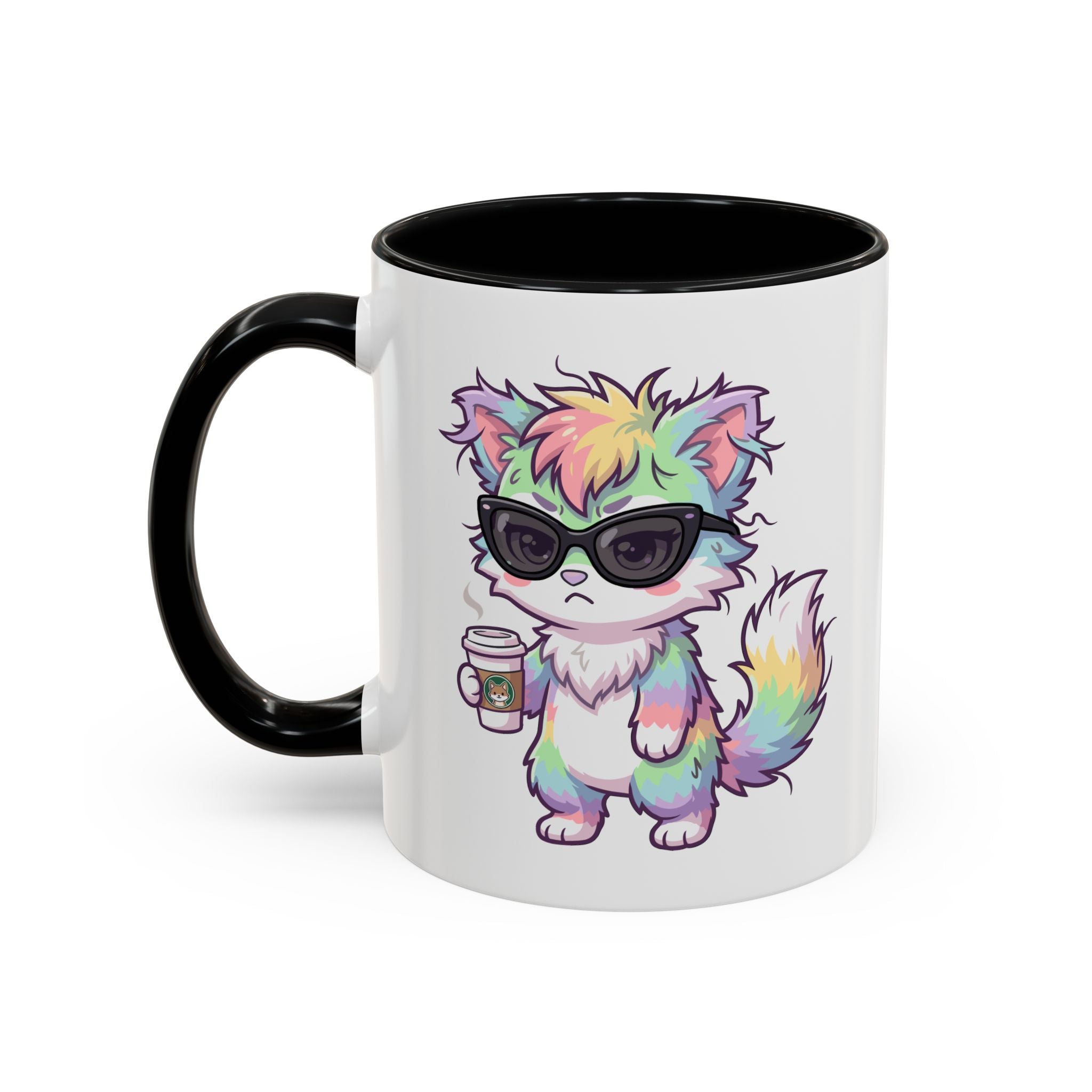 Cute Grumpy Rainbow Furry Coffee Mug — Cup Accent Mug