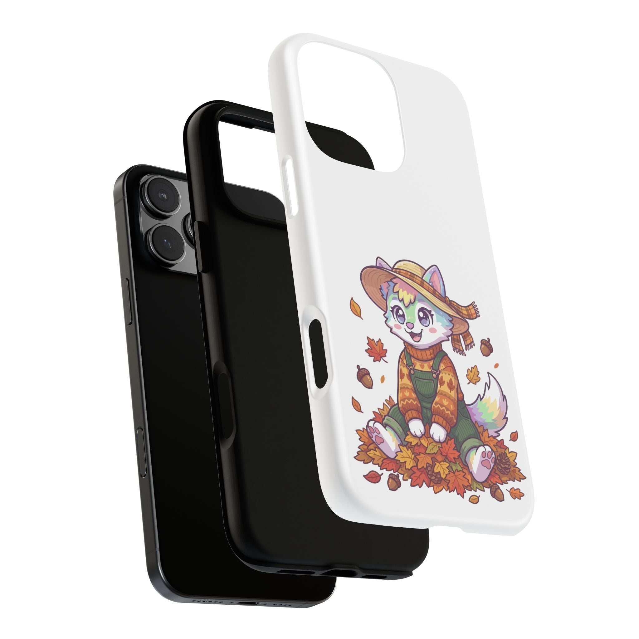 Autumn Fox Phone Case | Cute Fall Leaves Cat in Straw Hat iPhone | Samsung | Pixel Case