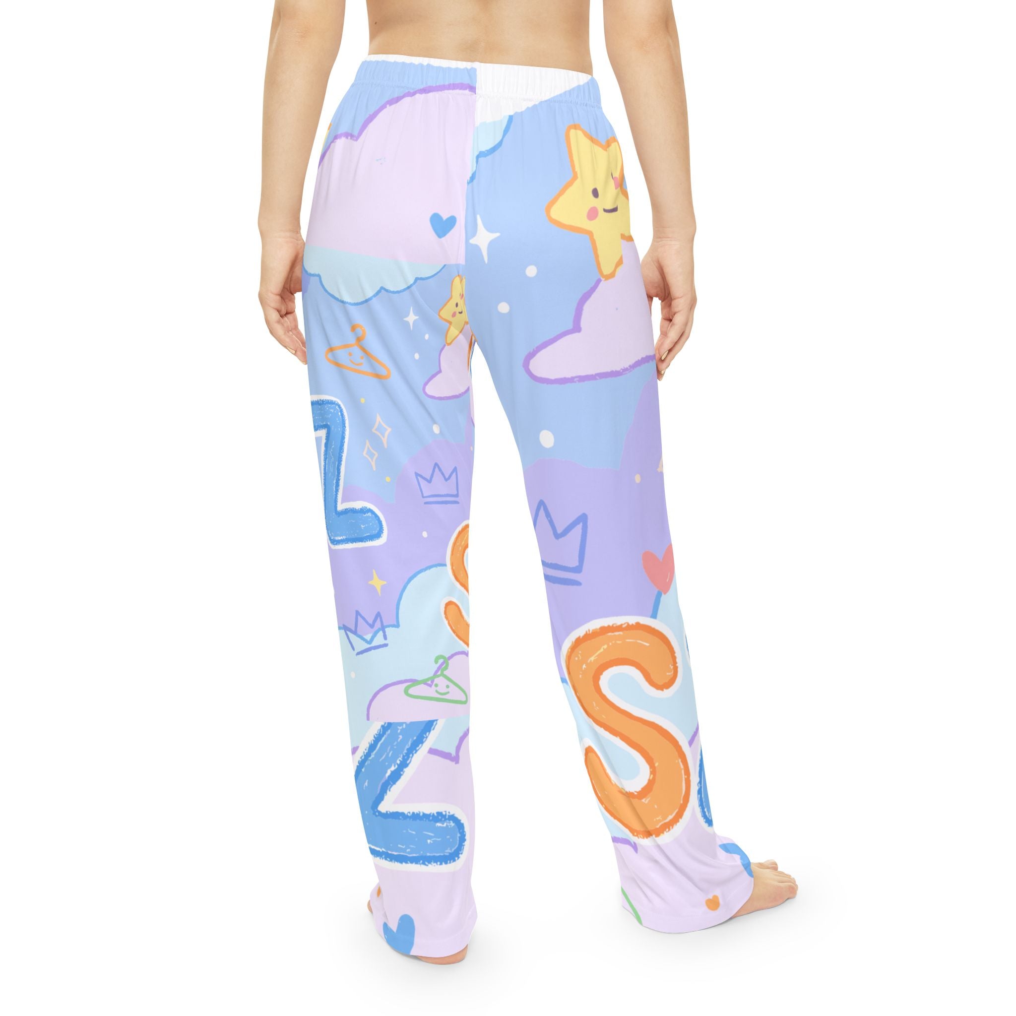 Kawaii Star Letter Women's Pajama Pants — Cute Pastel Cloud Sleepwear