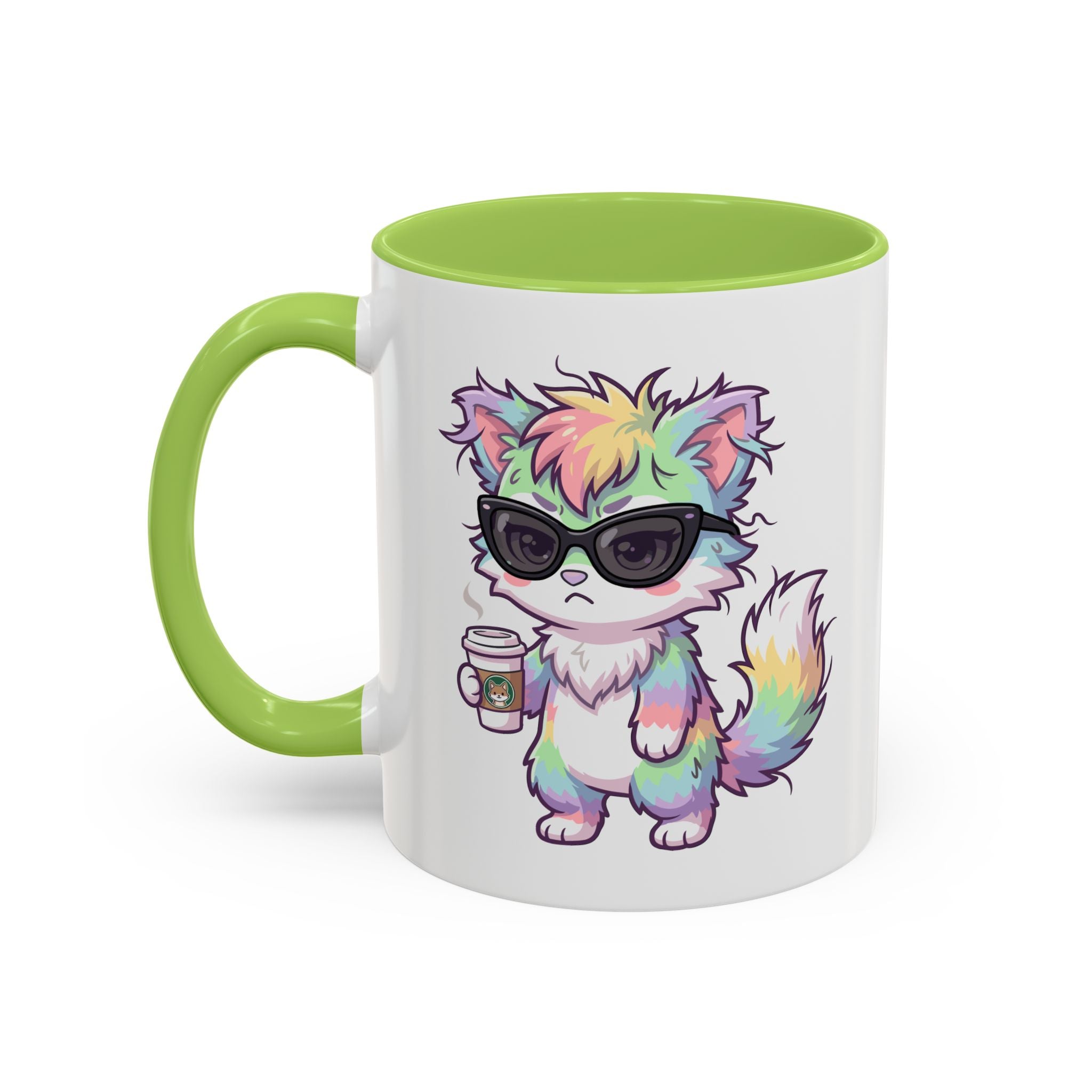 Cute Grumpy Rainbow Furry Coffee Mug — Cup Accent Mug