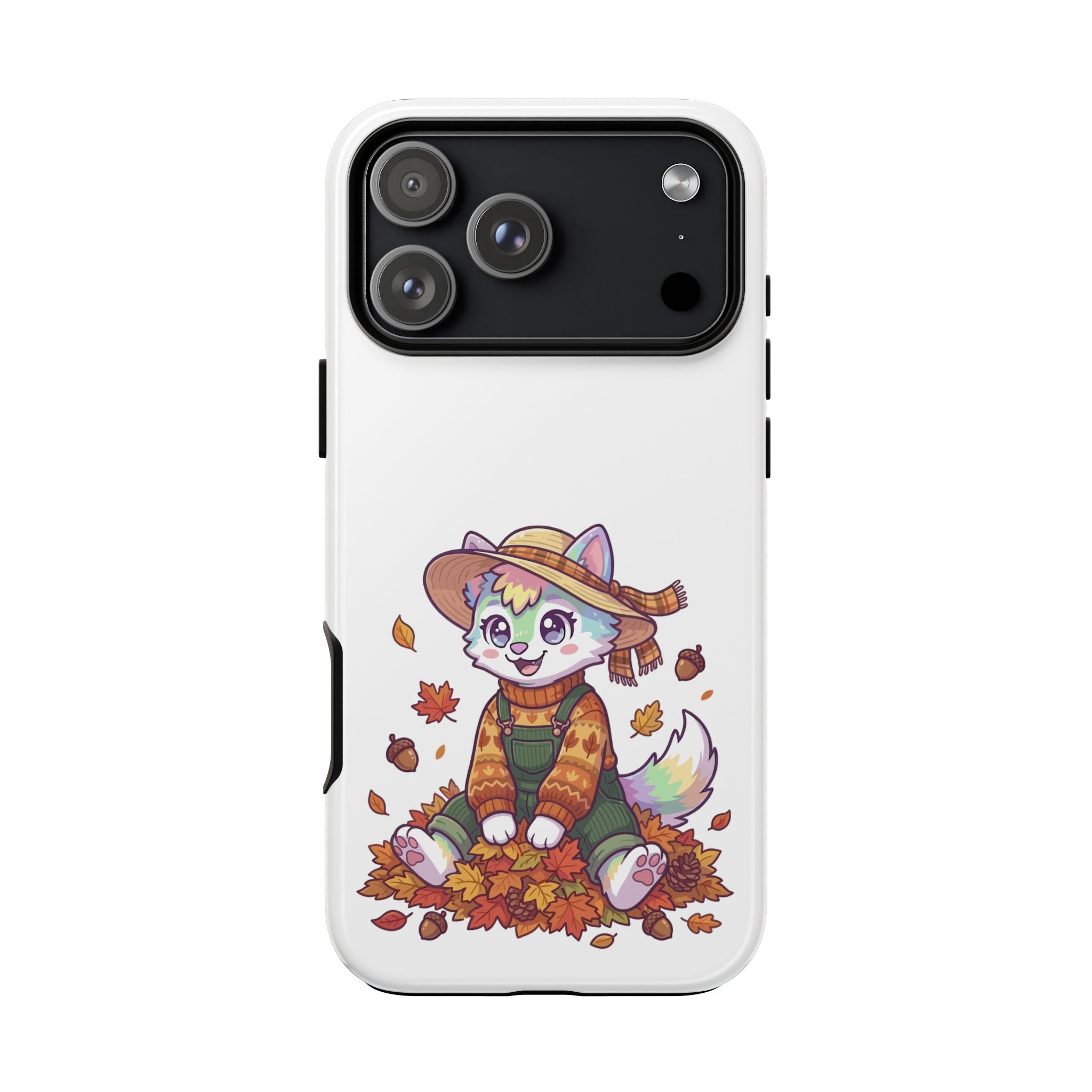 Autumn Fox Phone Case | Cute Fall Leaves Cat in Straw Hat iPhone | Samsung | Pixel Case