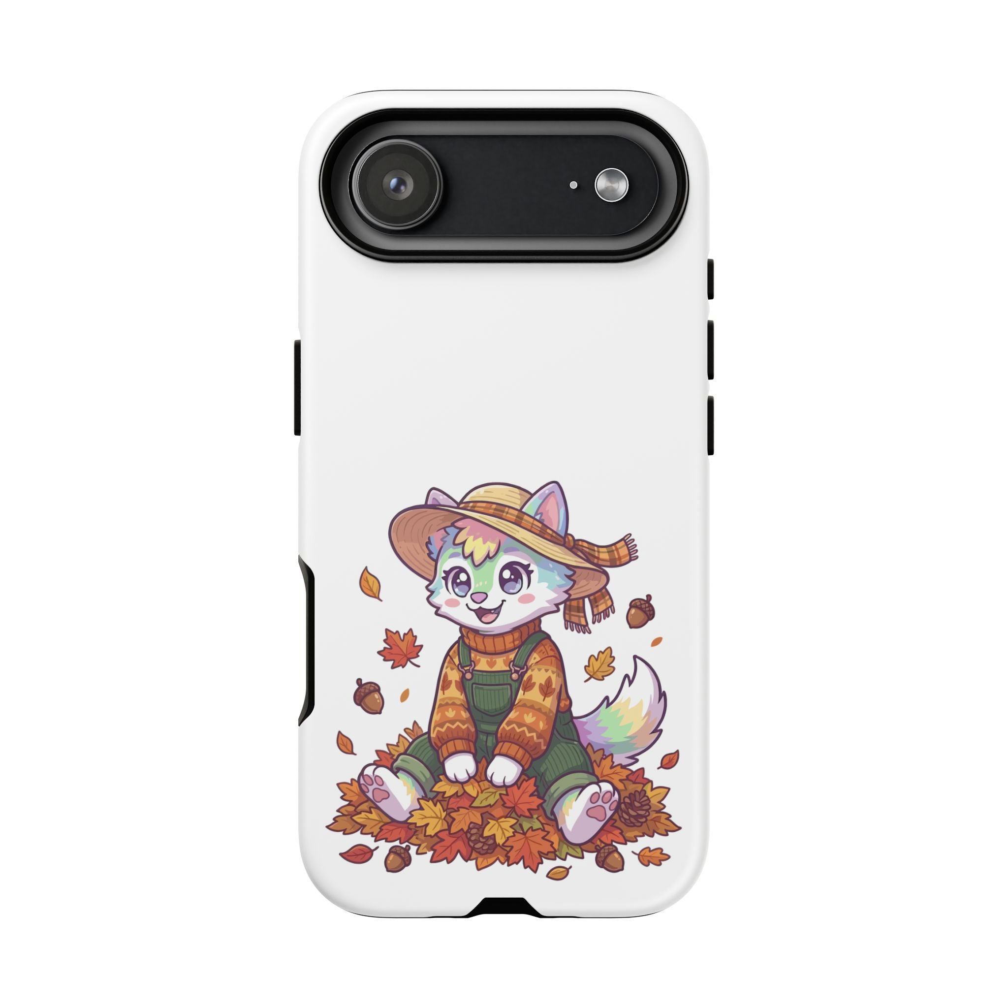 Autumn Fox Phone Case | Cute Fall Leaves Cat in Straw Hat iPhone | Samsung | Pixel Case