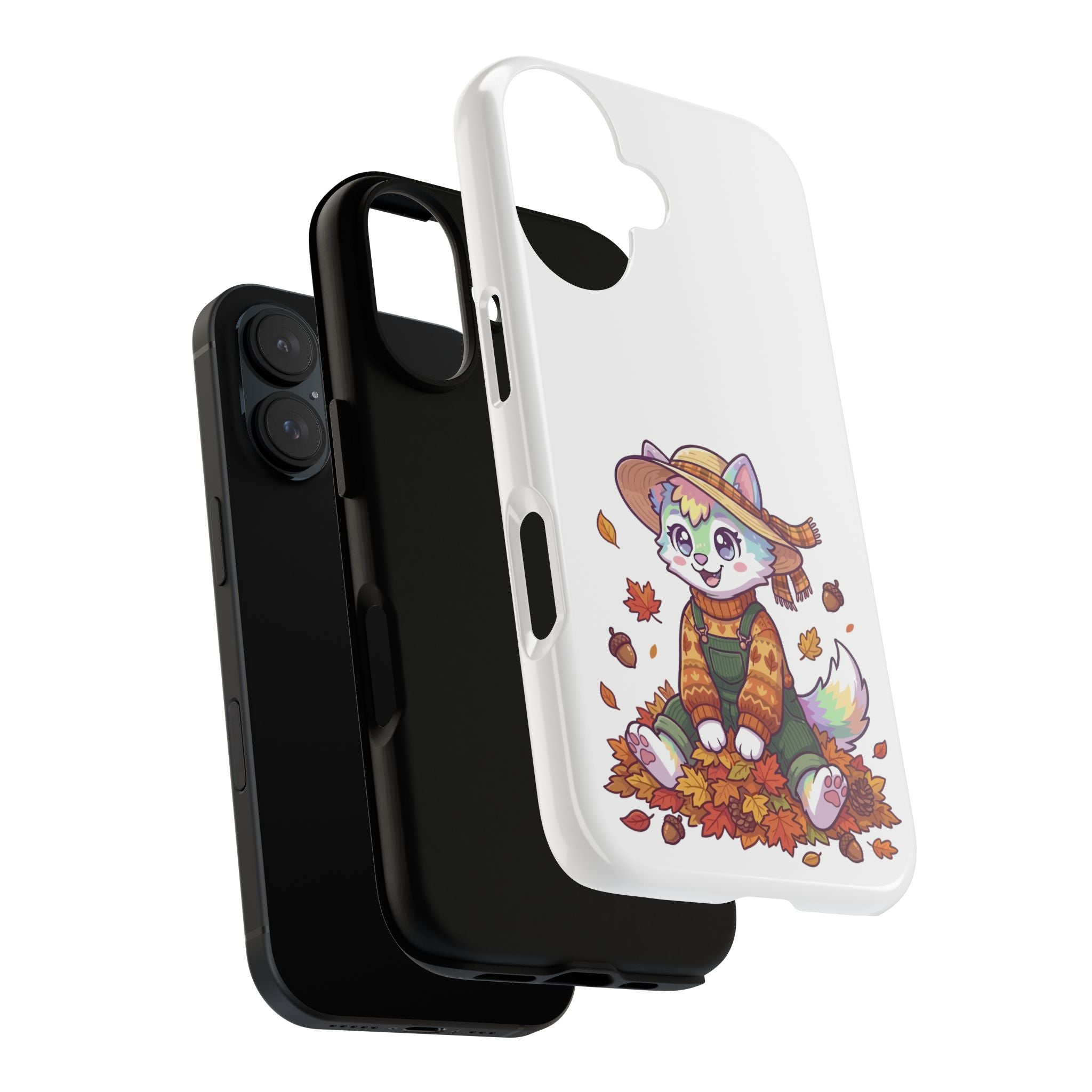 Autumn Fox Phone Case | Cute Fall Leaves Cat in Straw Hat iPhone | Samsung | Pixel Case