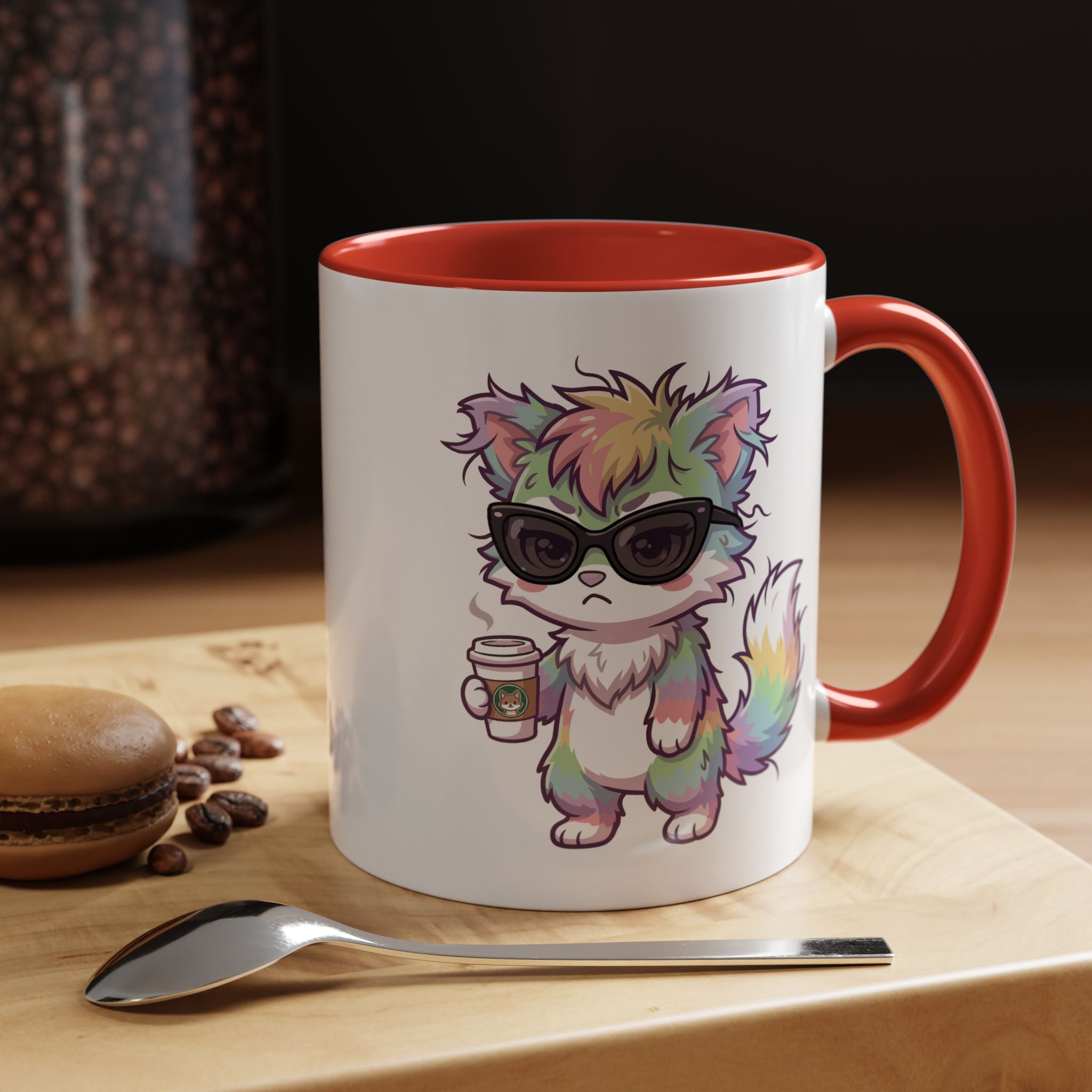 Cute Grumpy Rainbow Furry Coffee Mug — Cup Accent Mug