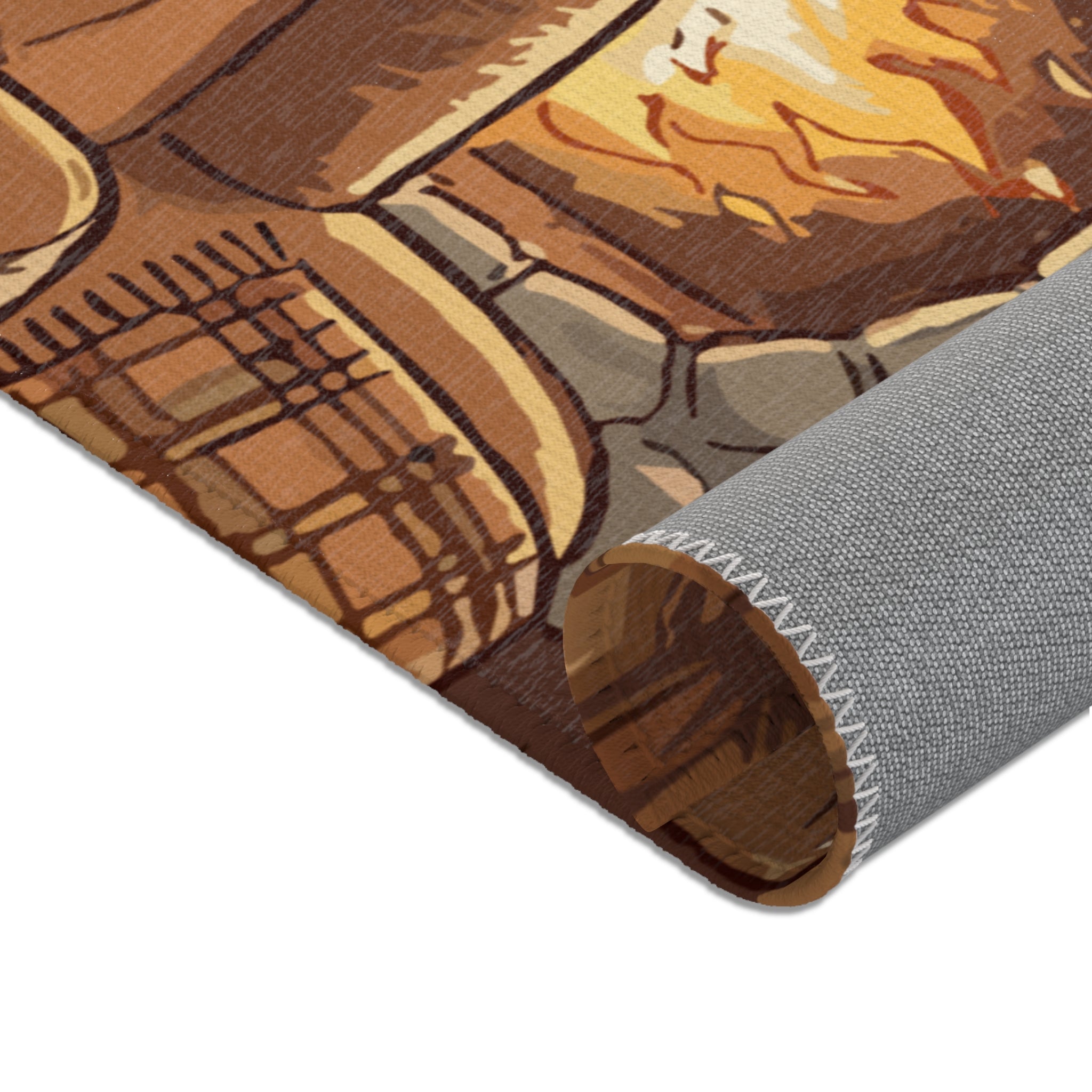 Cozy Cabin Rainbow Fox Area Rug — Cute Colorful Cat with Sunglasses Indoor Accent Mat