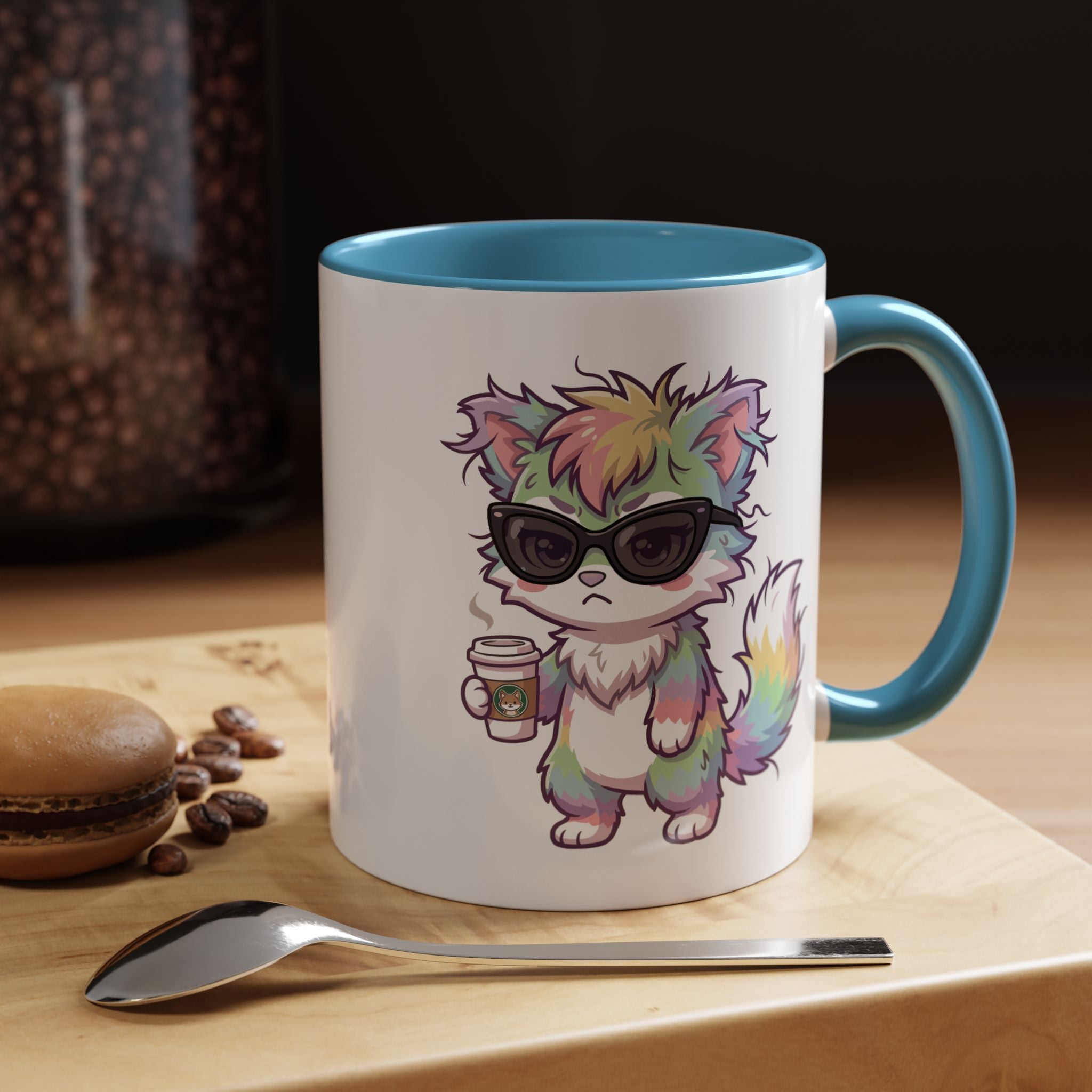 Cute Grumpy Rainbow Furry Coffee Mug — Cup Accent Mug