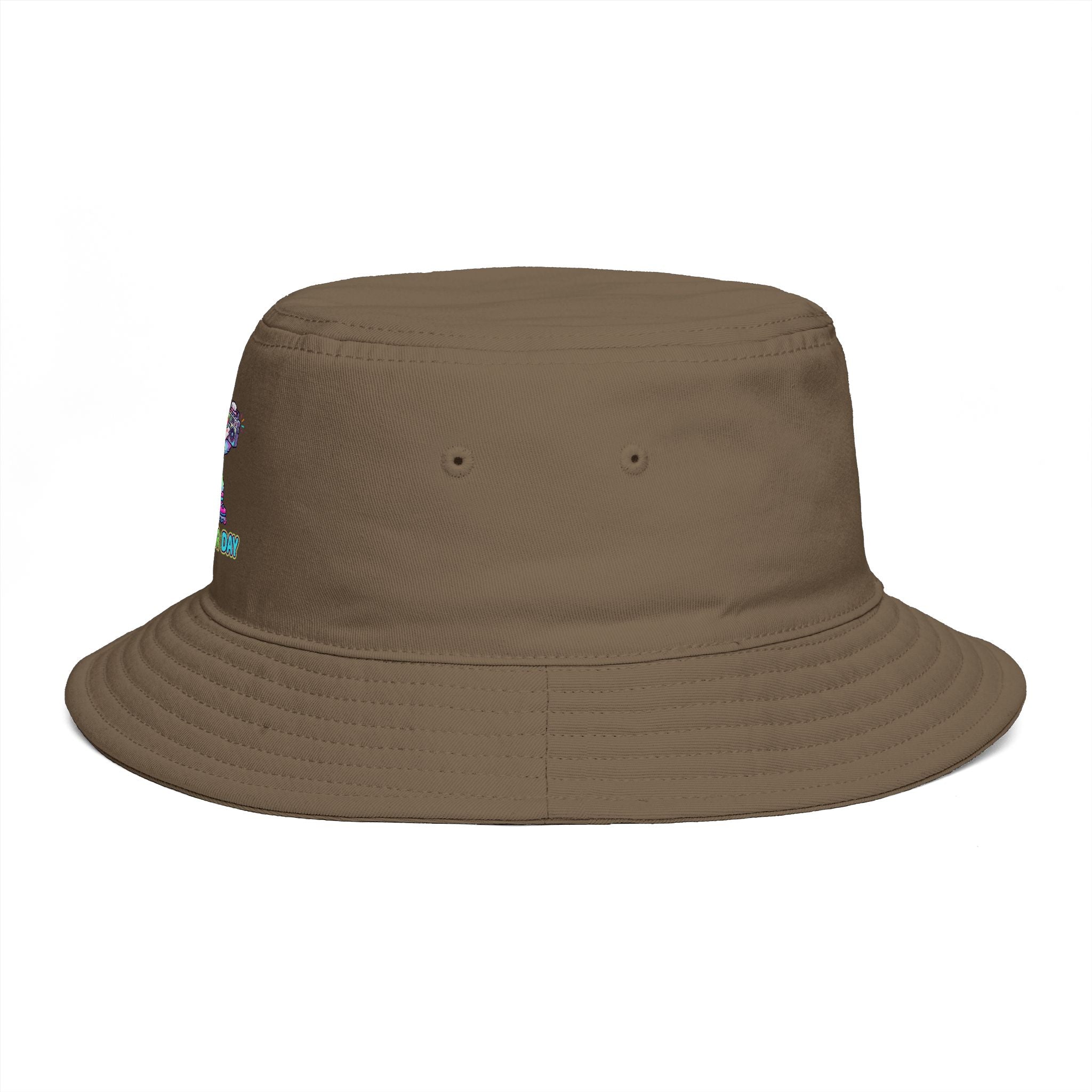 Cute Neon Furry Fox Bucket Hat — "Bad Fur Day" Embroidered Cute Animal Sun Hat