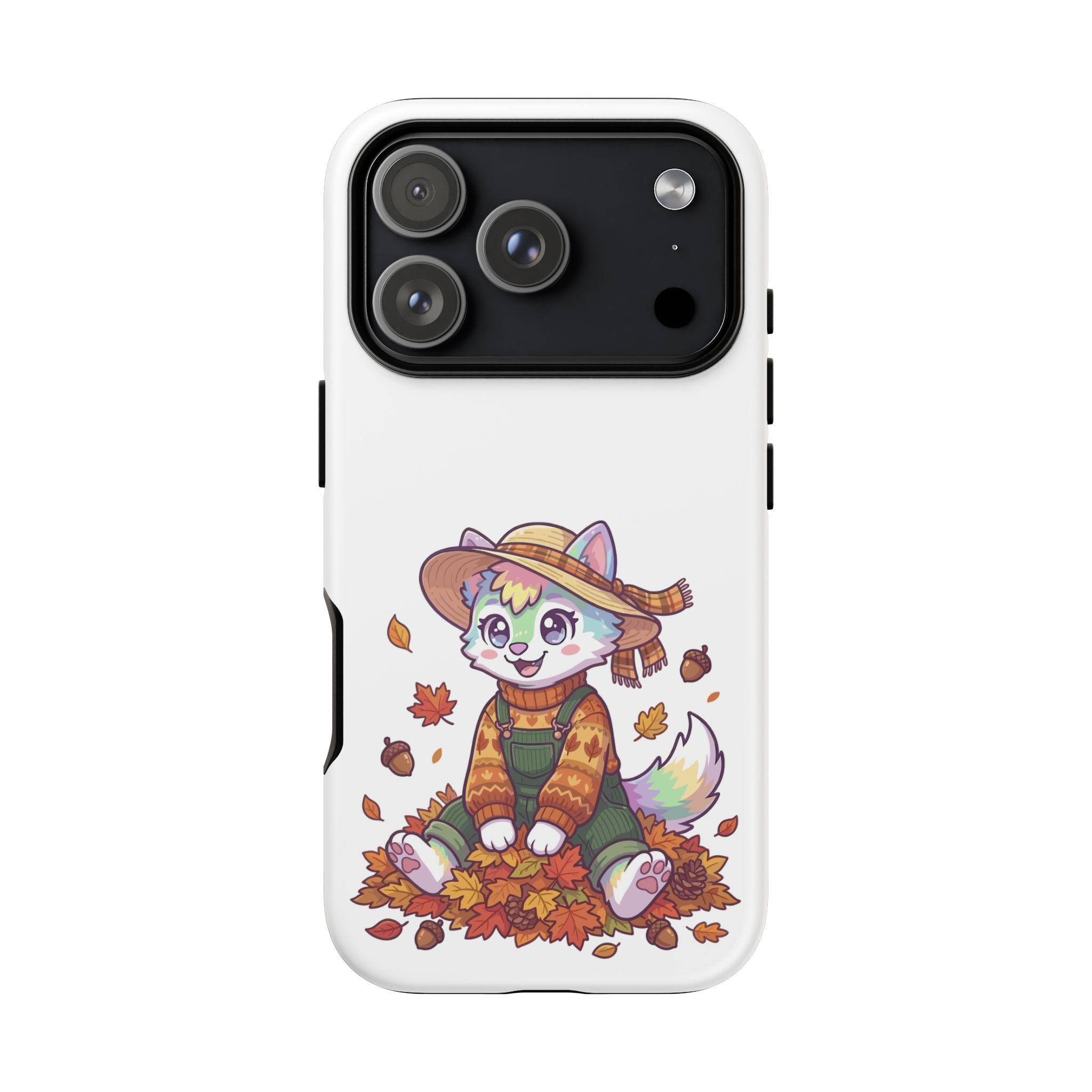 Autumn Fox Phone Case | Cute Fall Leaves Cat in Straw Hat iPhone | Samsung | Pixel Case