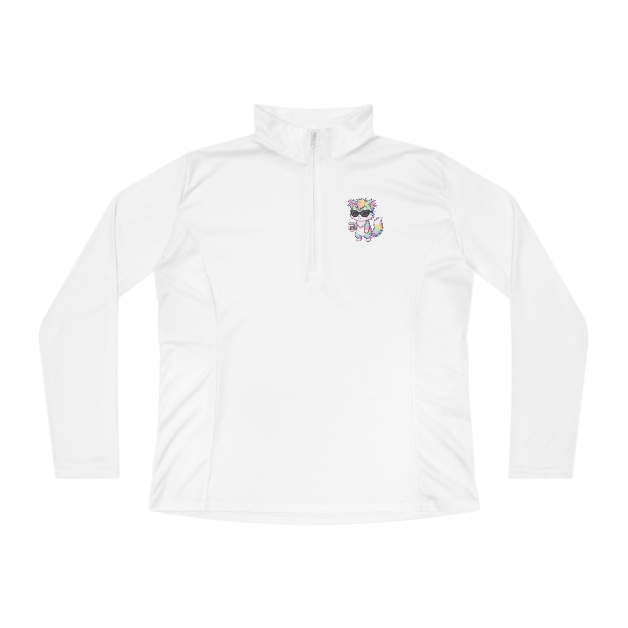 Cute Grumpy Rainbow Furry Ladies Quarter-Zip Pullover | Embroidered Pullover