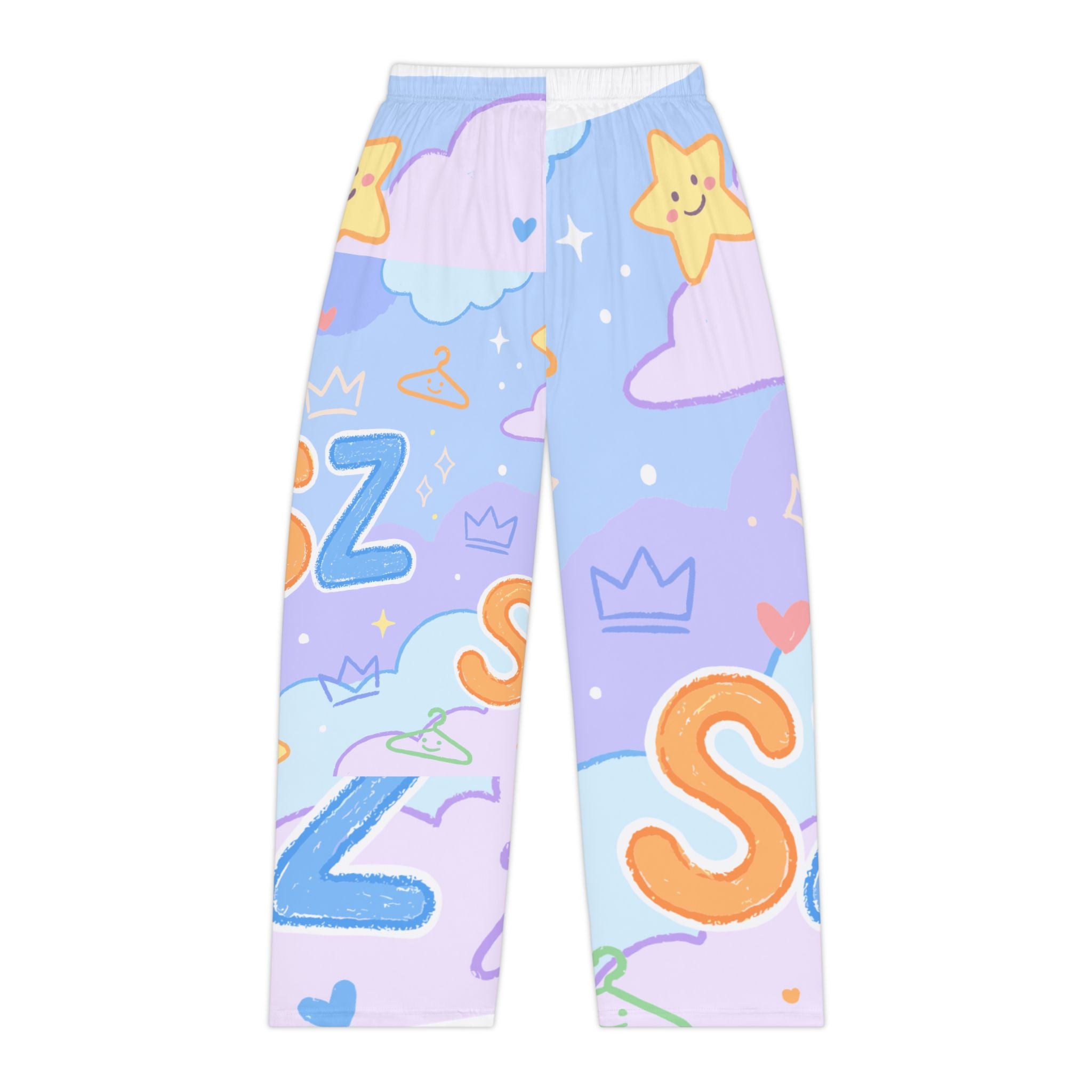 Kawaii Star Letter Women's Pajama Pants — Cute Pastel Cloud Sleepwear