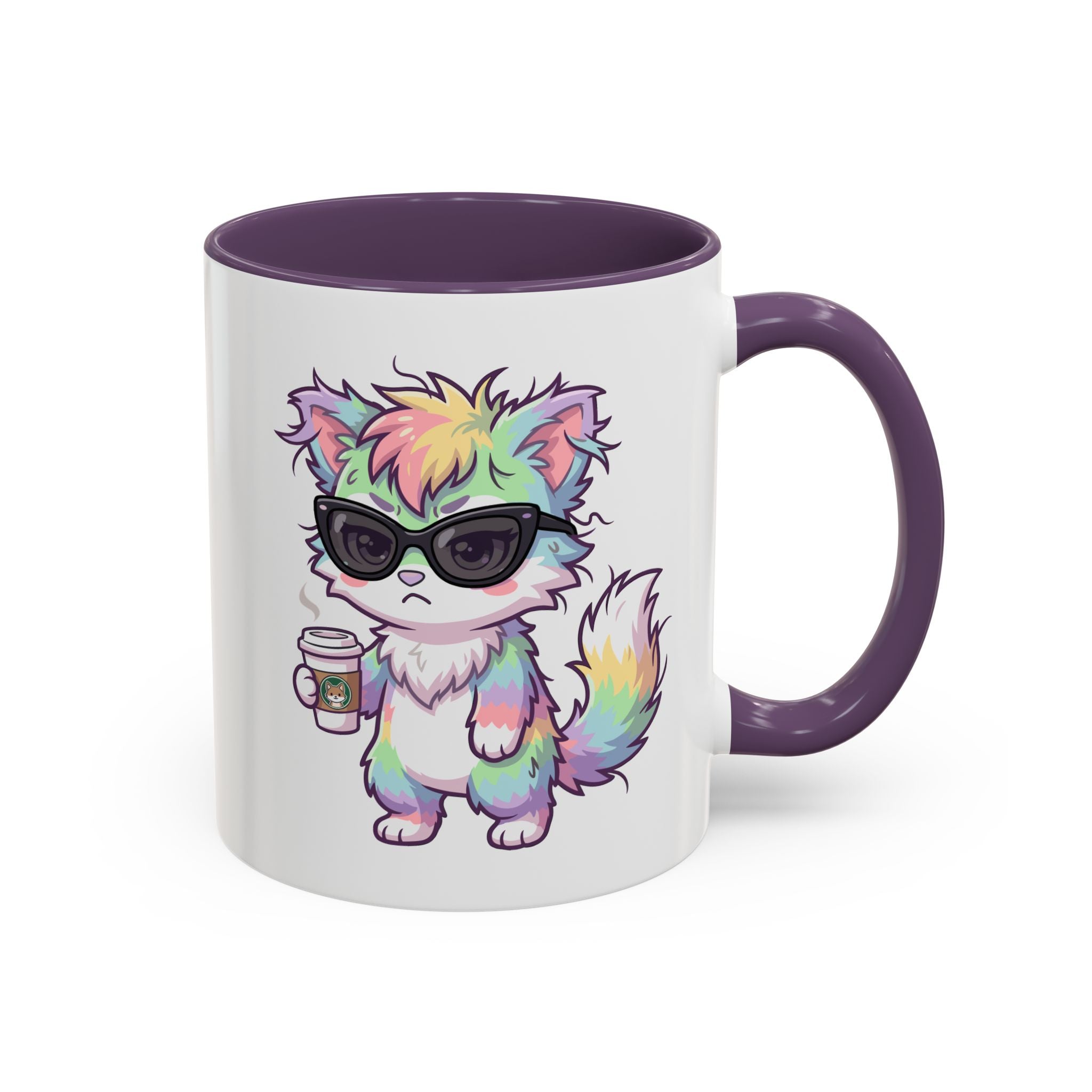 Cute Grumpy Rainbow Furry Coffee Mug — Cup Accent Mug