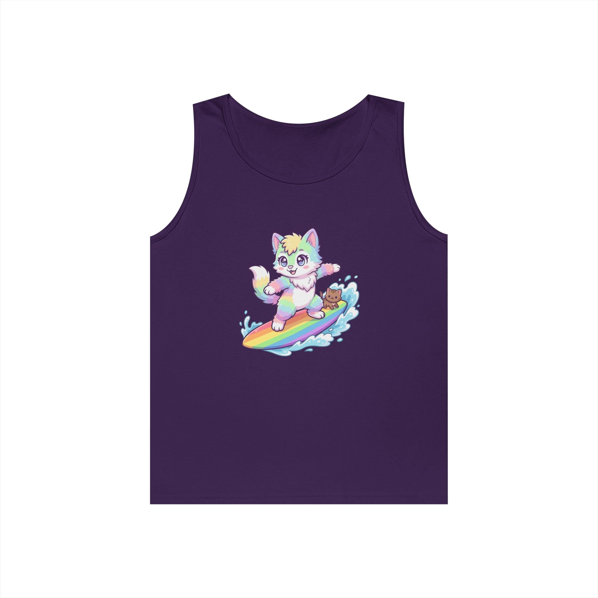 Kawaii Cat Surfing Rainbow Tank