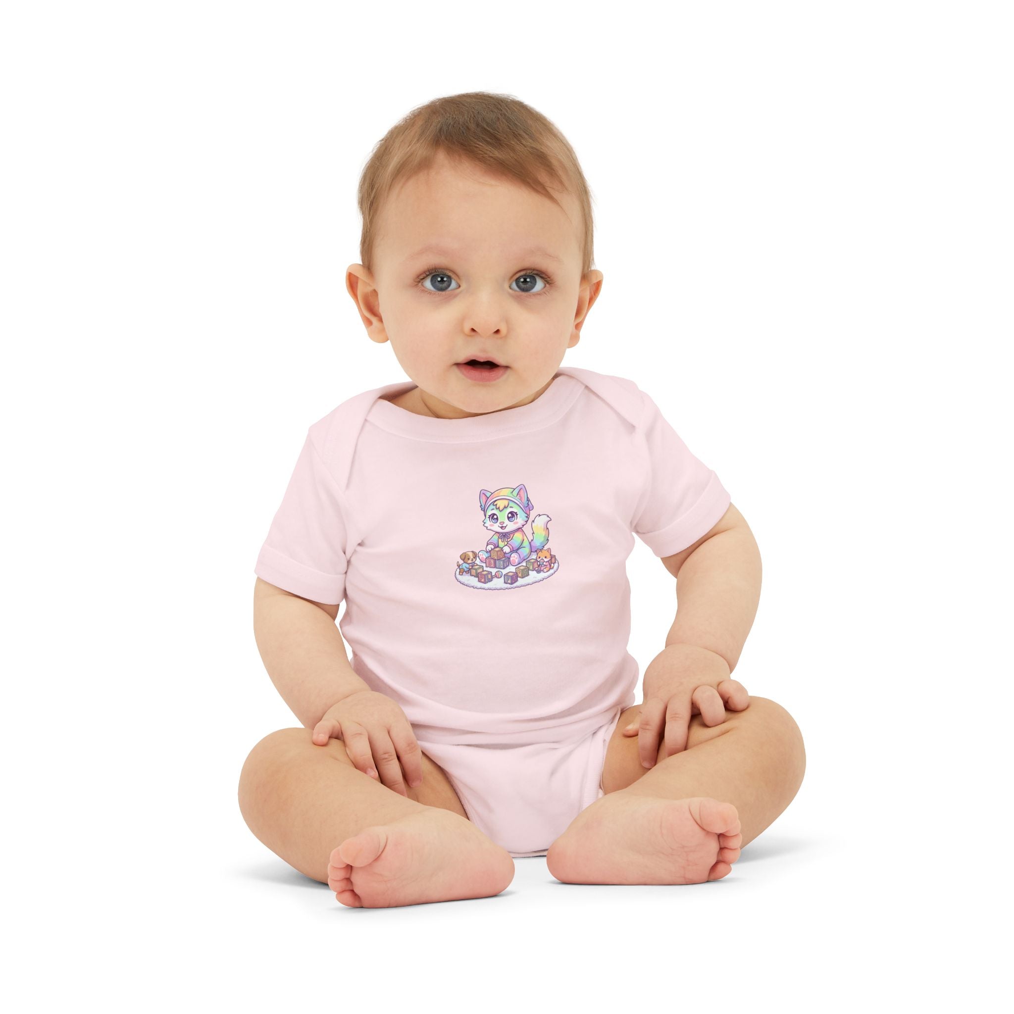 Baby One-Piece with Colorful Kitten Graphic – Infant Bodysuit