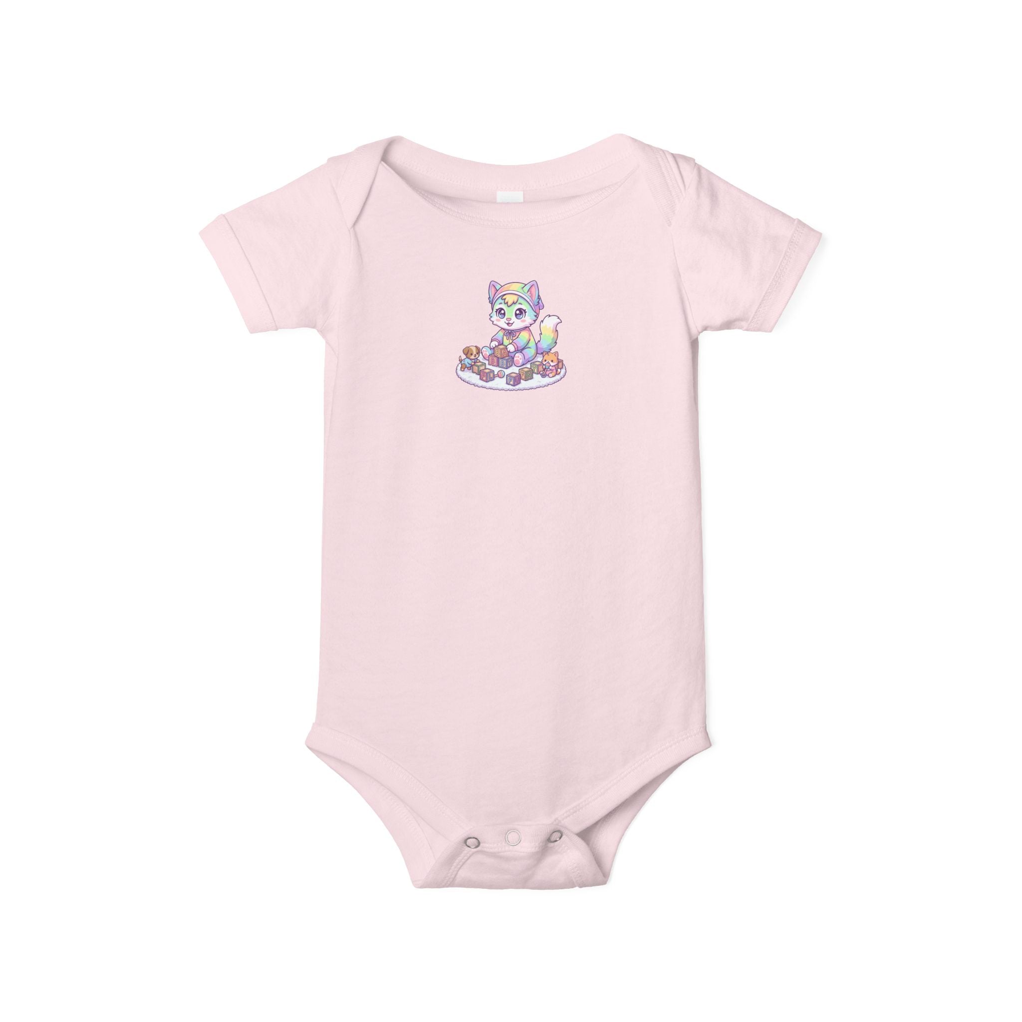Baby One-Piece with Colorful Kitten Graphic – Infant Bodysuit