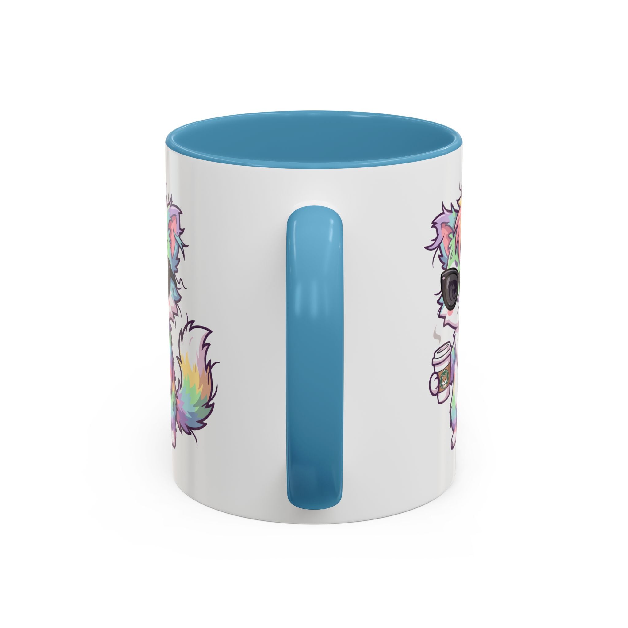 Cute Grumpy Rainbow Furry Coffee Mug — Cup Accent Mug
