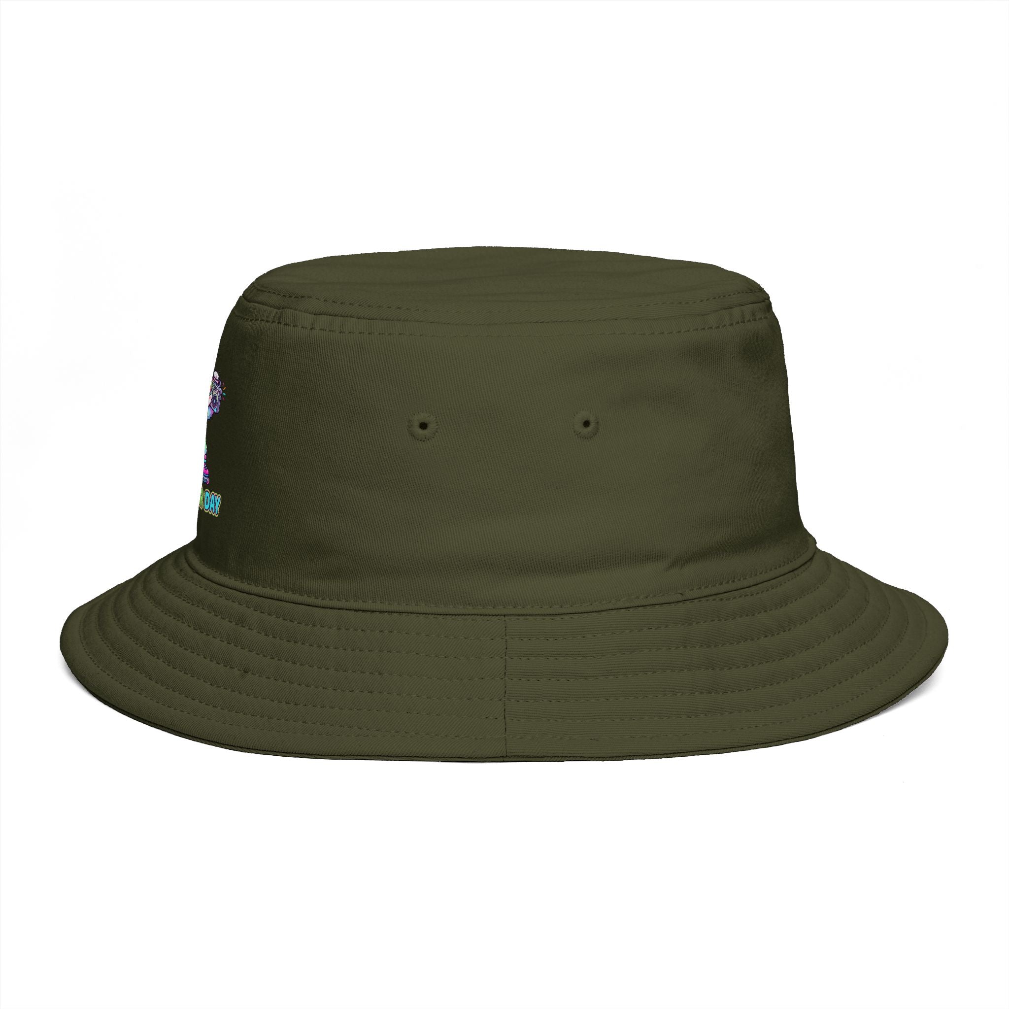 Cute Neon Furry Fox Bucket Hat — "Bad Fur Day" Embroidered Cute Animal Sun Hat