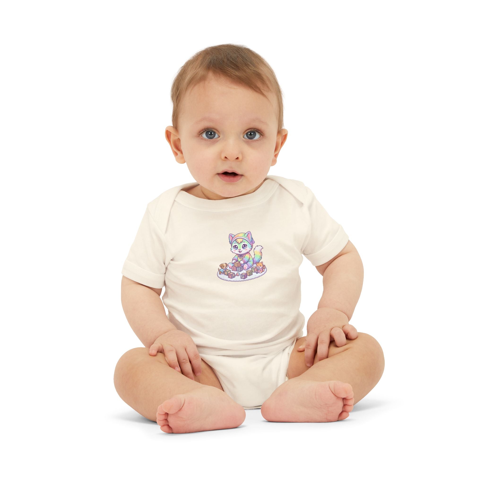 Baby One-Piece with Colorful Kitten Graphic – Infant Bodysuit