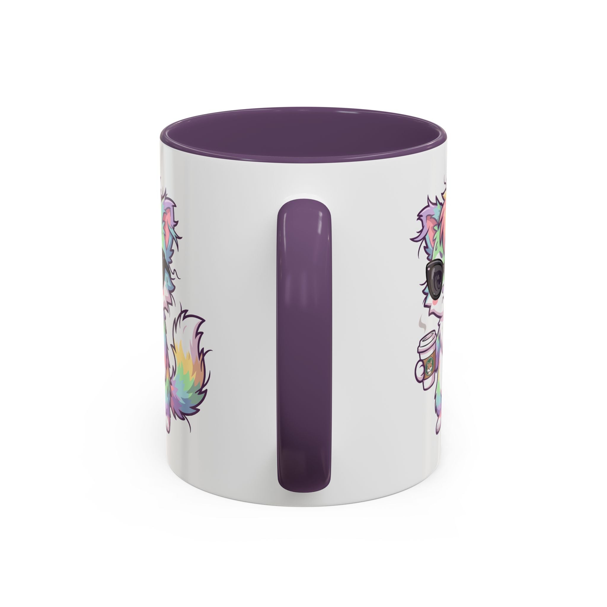 Cute Grumpy Rainbow Furry Coffee Mug — Cup Accent Mug