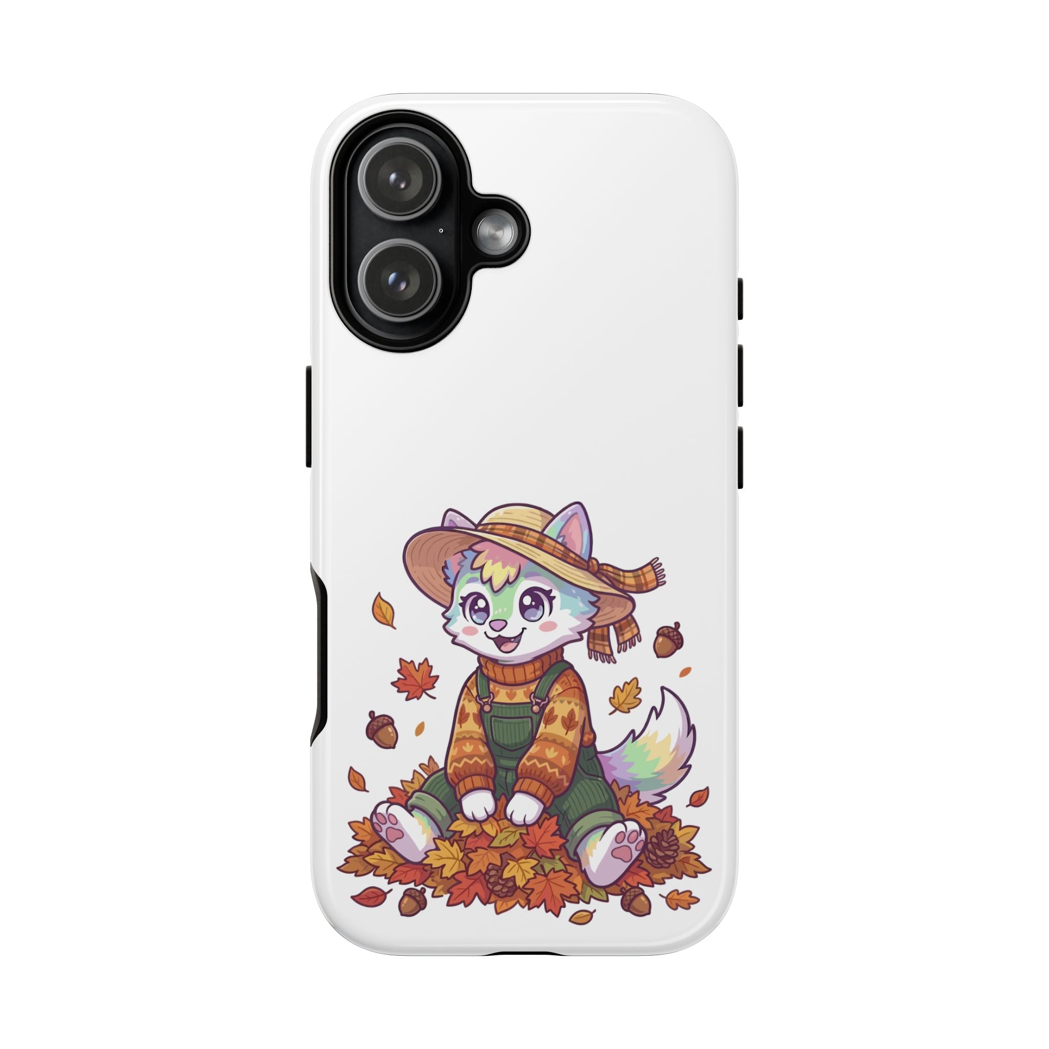 Autumn Fox Phone Case | Cute Fall Leaves Cat in Straw Hat iPhone | Samsung | Pixel Case