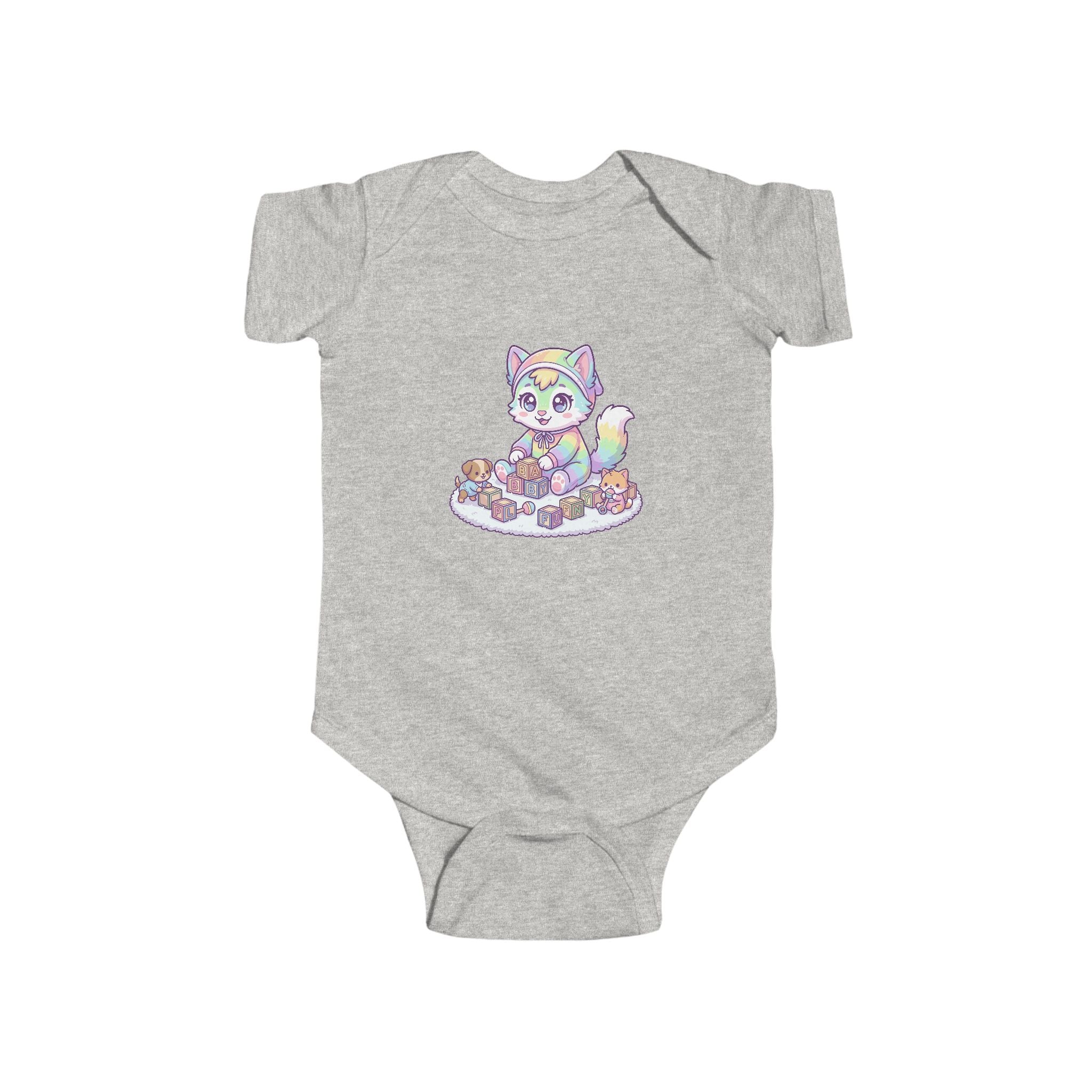 Infant Bodysuit — Pastel Rainbow Kitten Graphic Baby Onesie