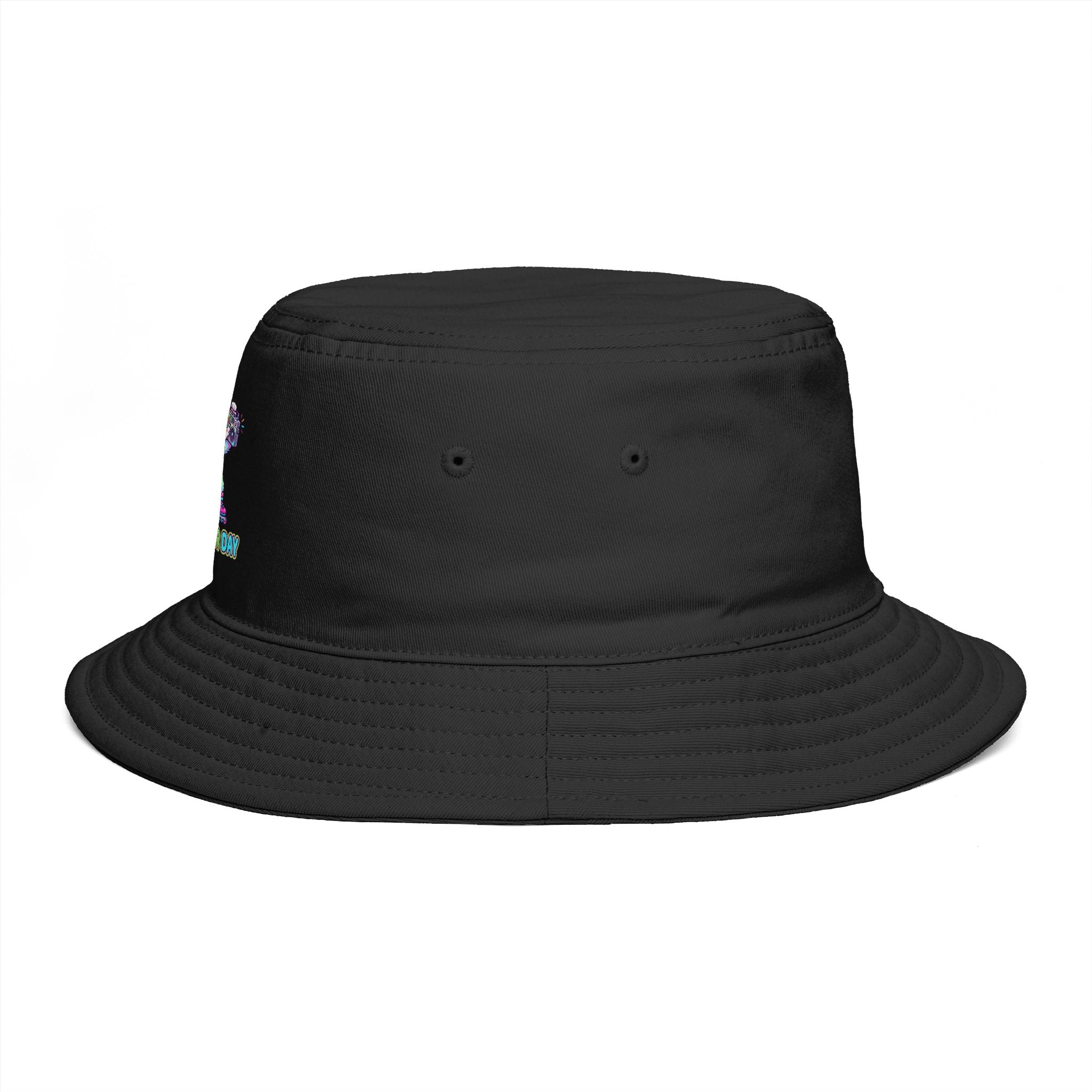 Cute Neon Furry Fox Bucket Hat — "Bad Fur Day" Embroidered Cute Animal Sun Hat