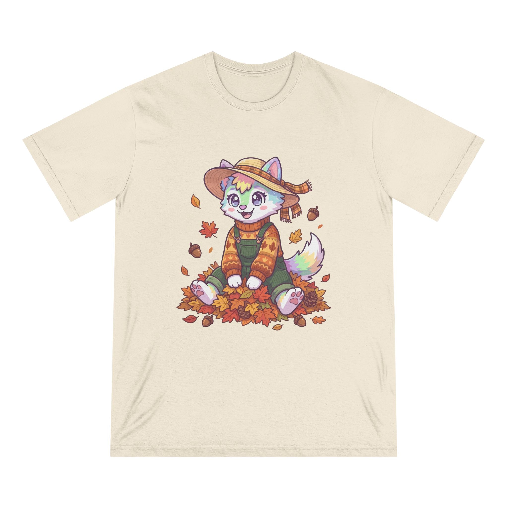 Autumn Fox Tee — Cute Fall Rainbow Pup with Leaves