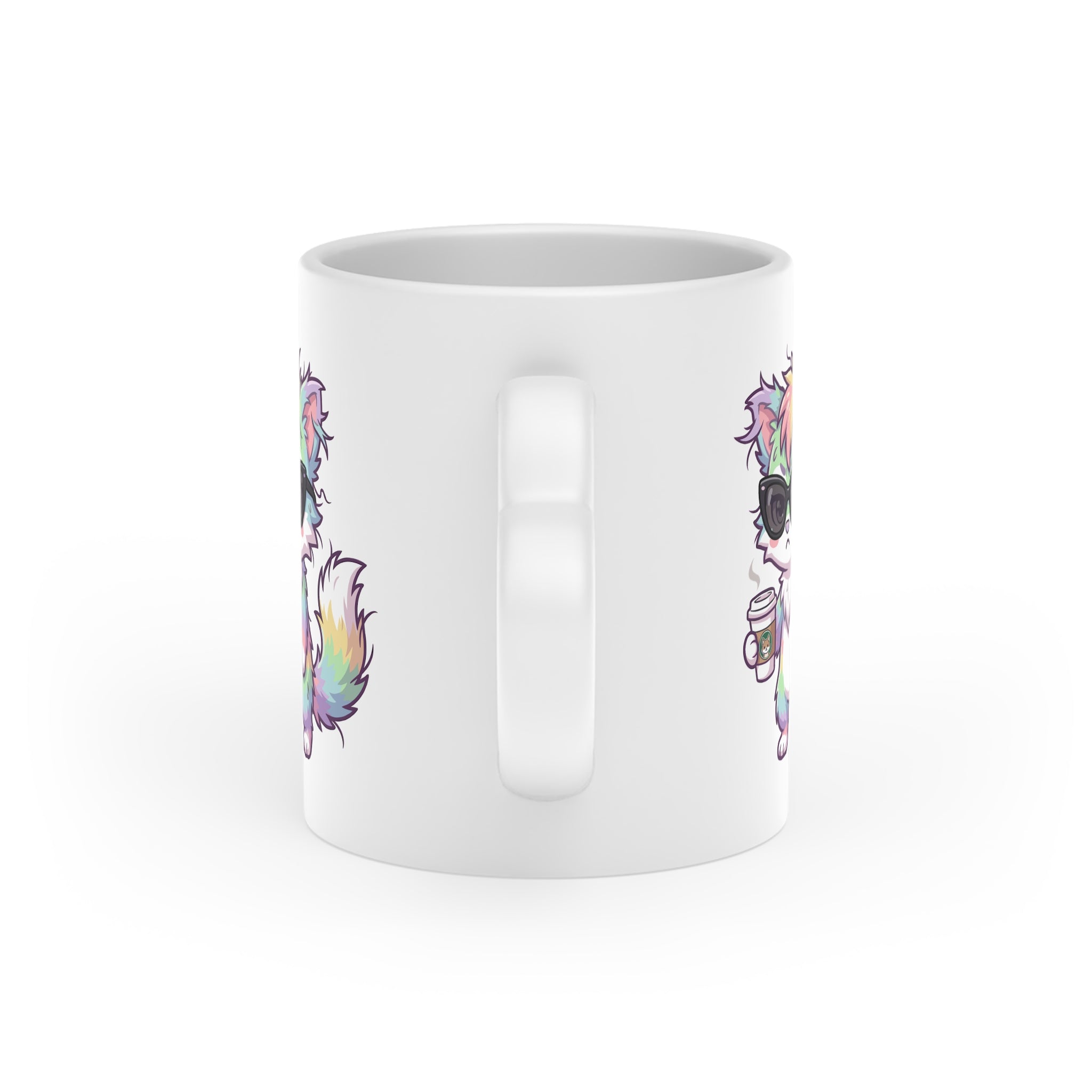Heart Mug — Cute Grumpy Rainbow Furry Illustration Coffee Cup
