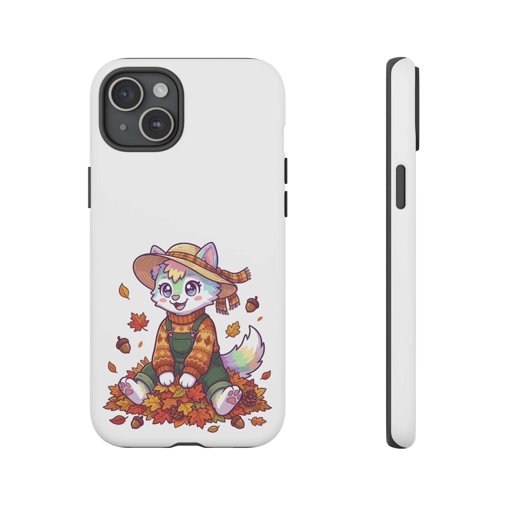 Autumn Fox Phone Case | Cute Fall Leaves Cat in Straw Hat iPhone | Samsung | Pixel Case
