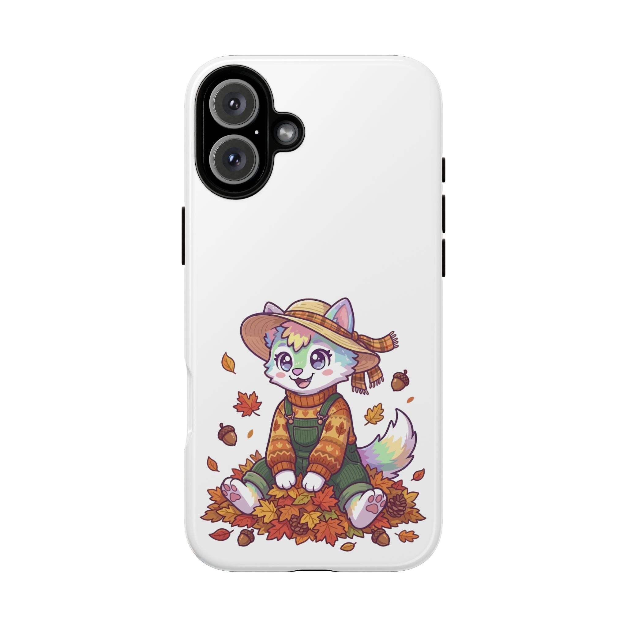 Autumn Fox Phone Case | Cute Fall Leaves Cat in Straw Hat iPhone | Samsung | Pixel Case