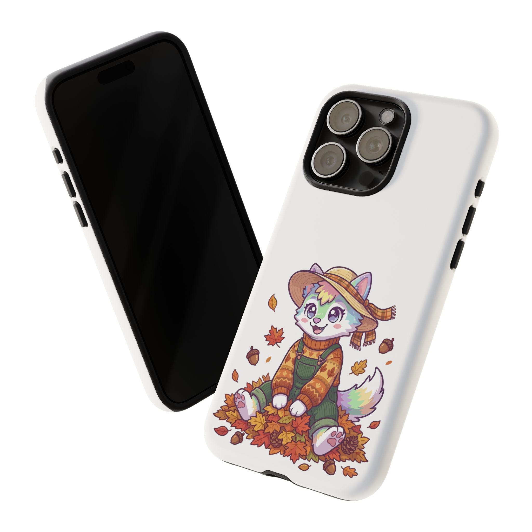 Autumn Fox Phone Case | Cute Fall Leaves Cat in Straw Hat iPhone | Samsung | Pixel Case