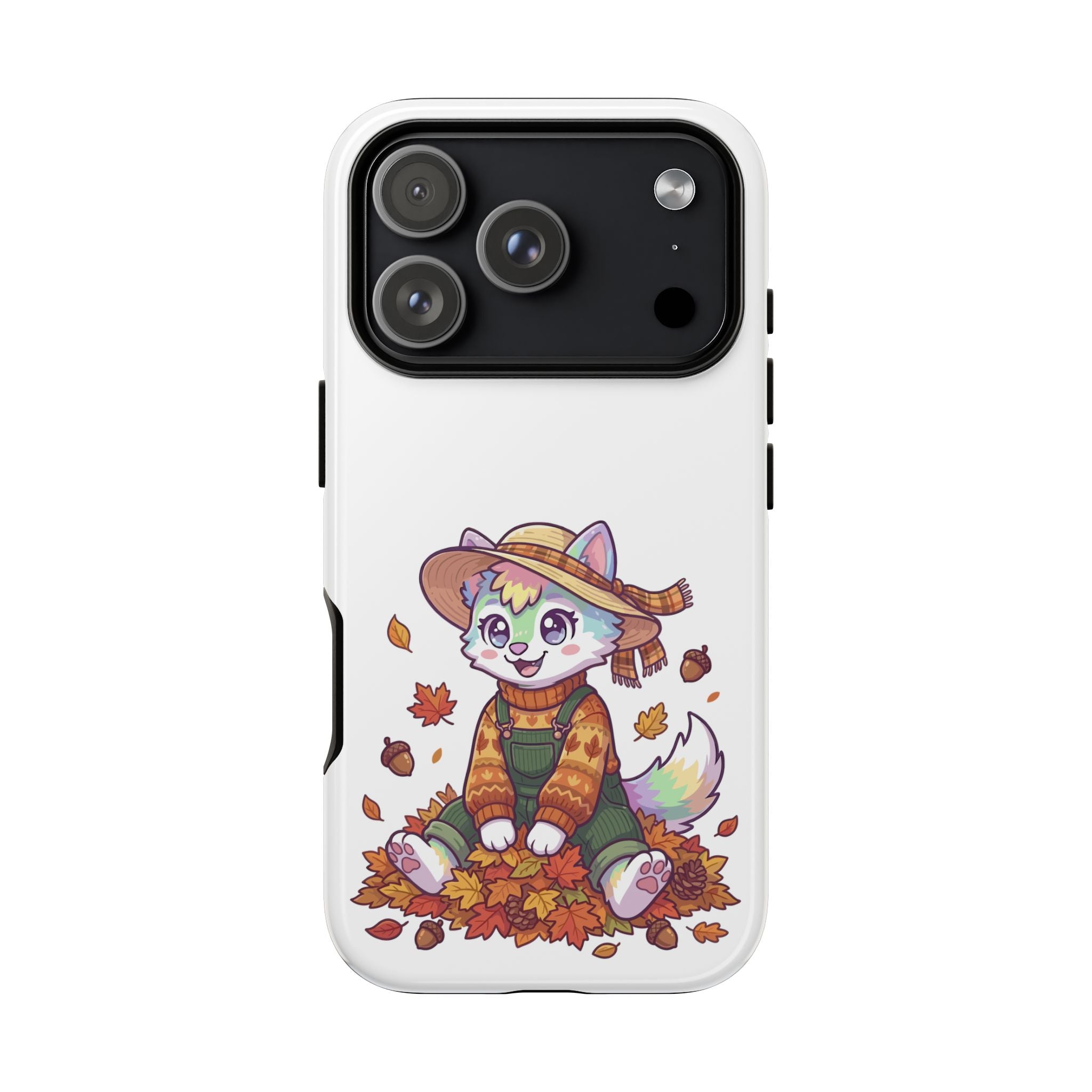 Autumn Fox Phone Case | Cute Fall Leaves Cat in Straw Hat iPhone | Samsung | Pixel Case