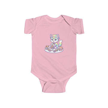 Infant Bodysuit — Pastel Rainbow Kitten Graphic Baby Onesie